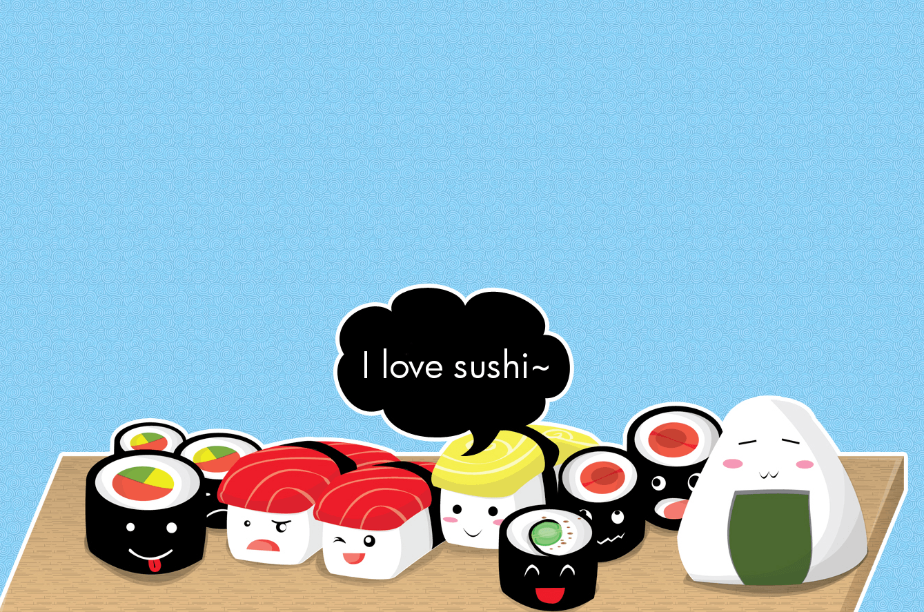 Sushi kawaii con faccine, 1024x1024 HD, Laptop