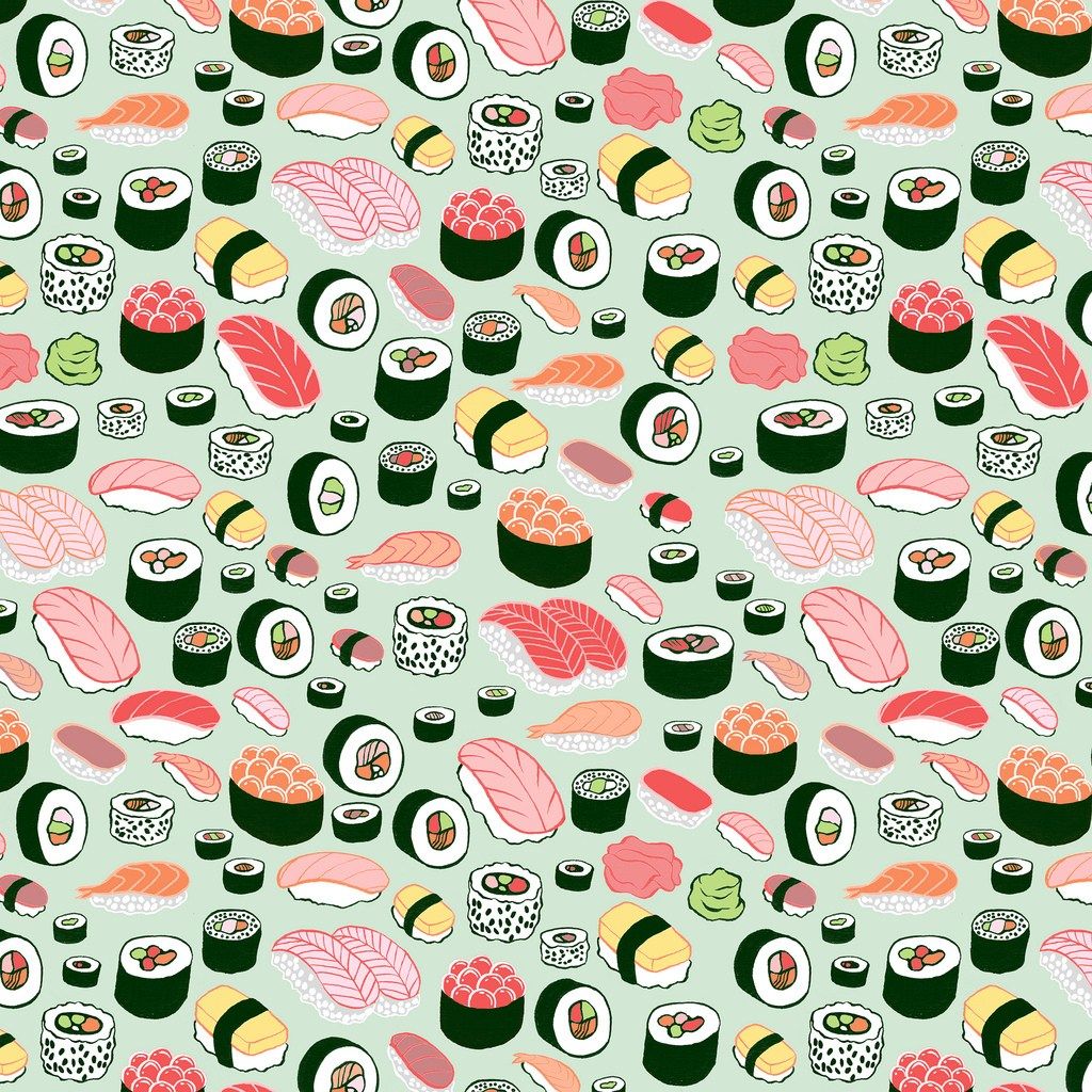 Pattern sushi carini verde, 1024x1024 HD, Desktop