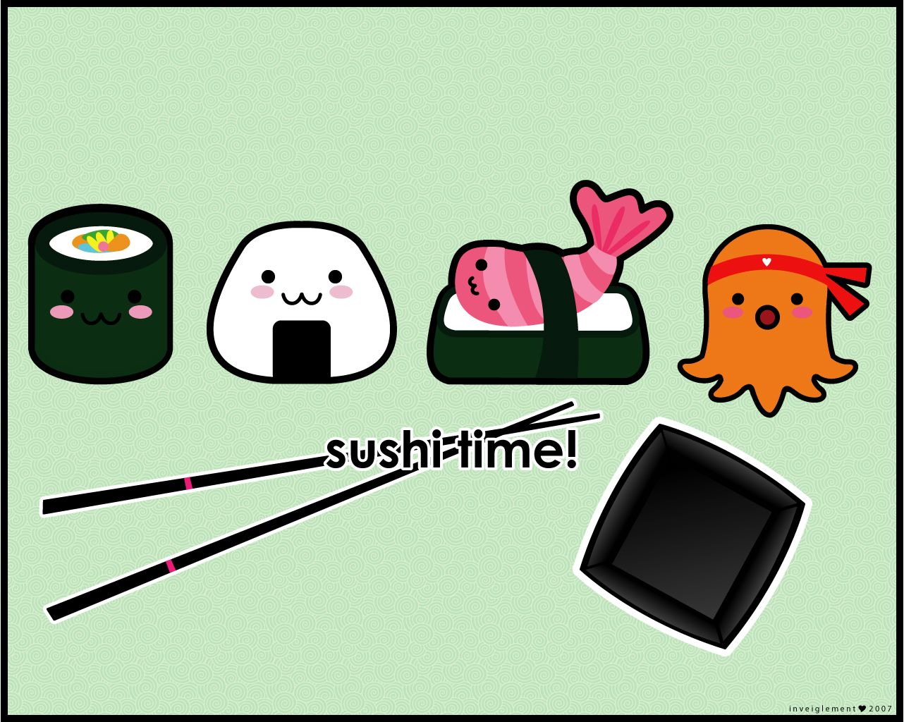 Sushi kawaii su verde menta, 1024x1024 HD, PC