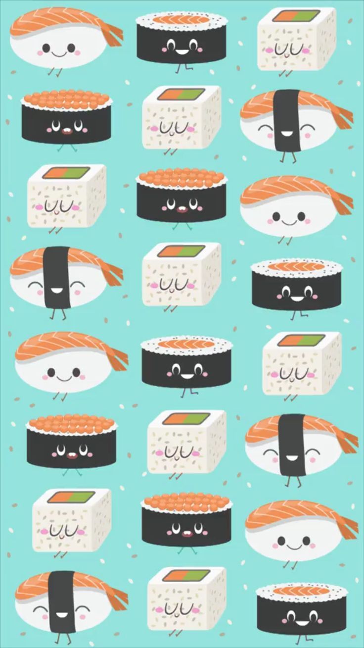Sushi kawaii sfondo azzurro, 1080x1920 Full HD Verticale, Smartphone