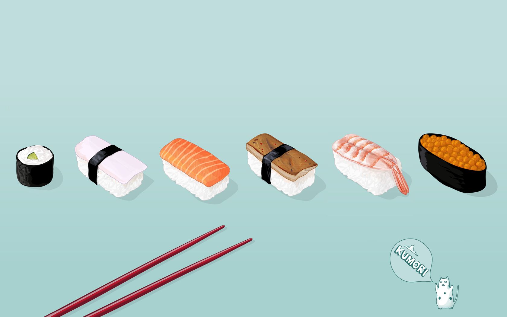 Sushi kawaii che dorme, sfondo verde, 2048x2048 Hi-Res, Desktop