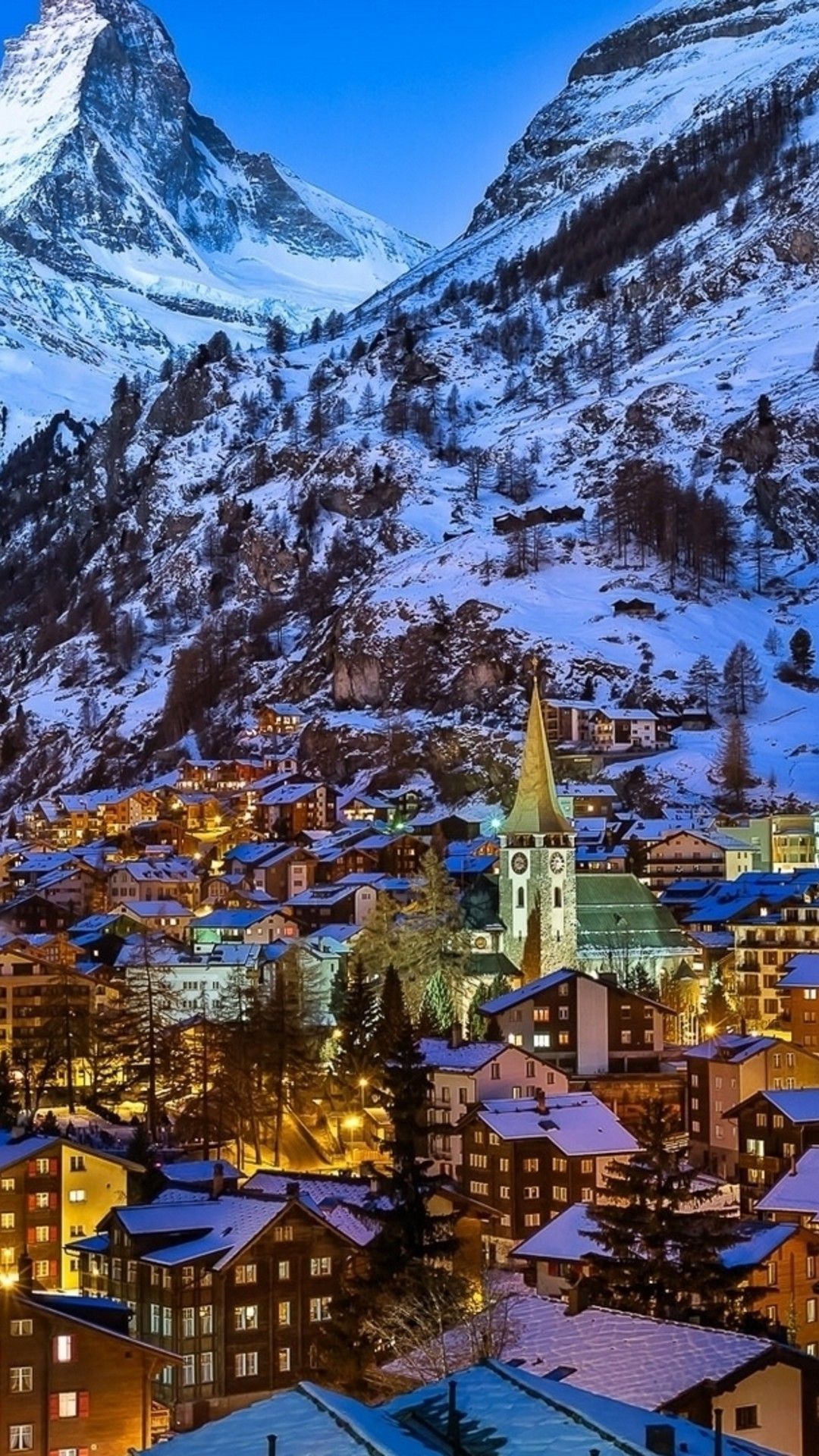 Zermatt villaggio innevato Svizzera, 1080x1920 Verticale, iPhone