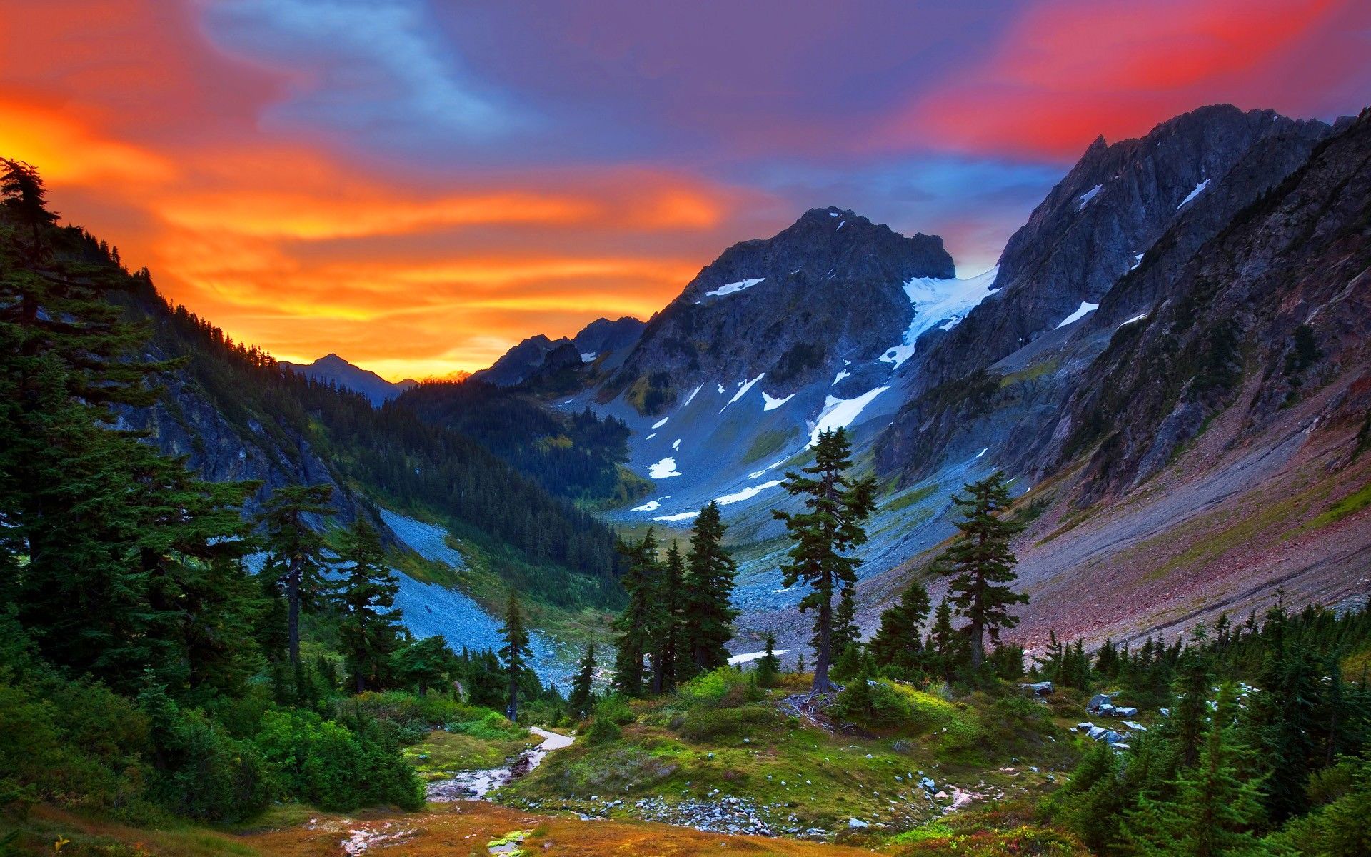 Montagna innevata al tramonto, 1920x1200 Full HD+, iMac