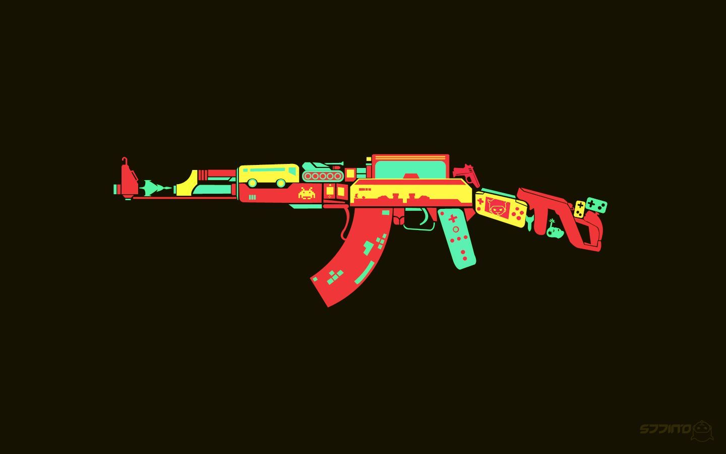 Mano Simpson con pistola rosa, serie animata, 960x896 HD, Laptop