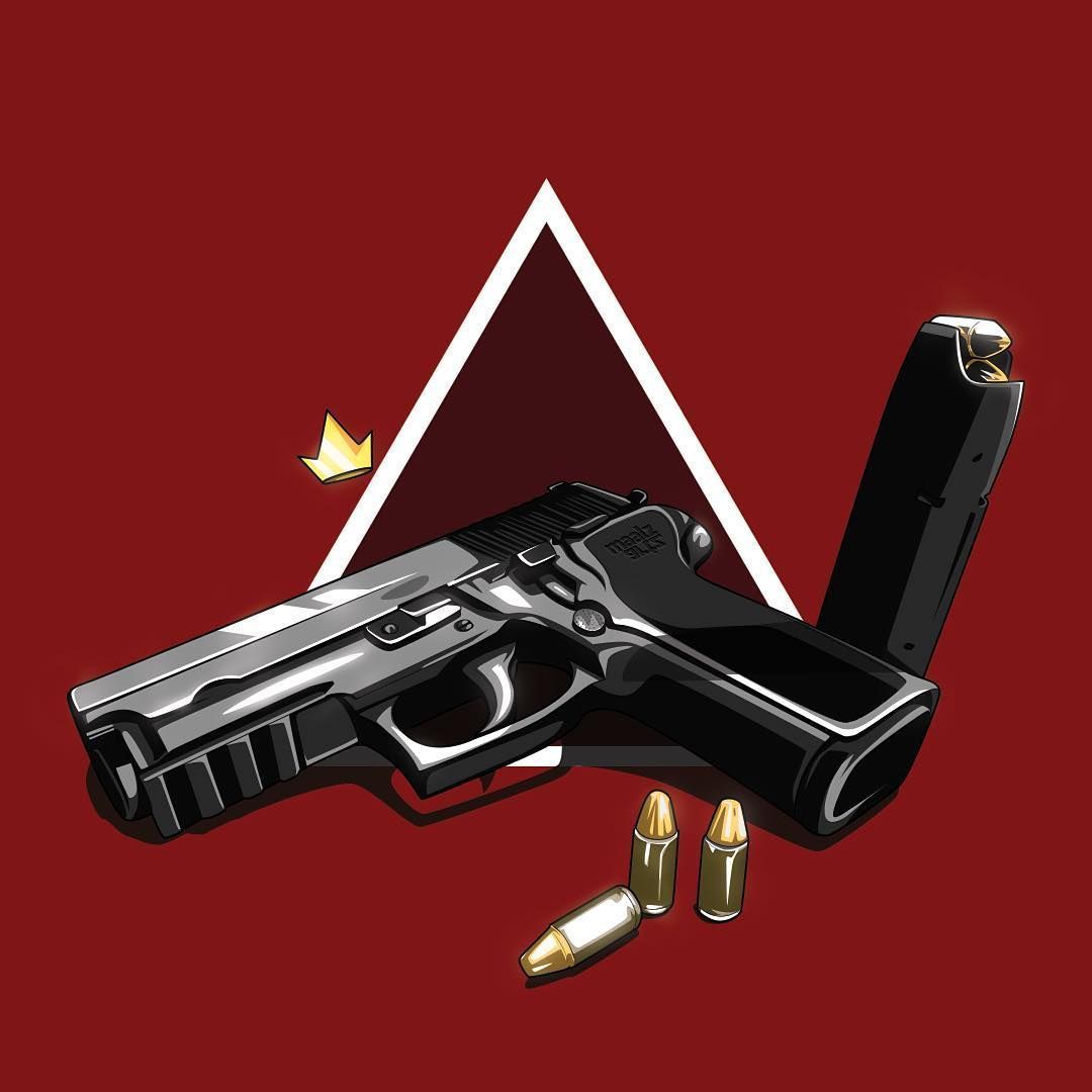 Pistola nera con proiettili, 1080x1080 HD, Desktop