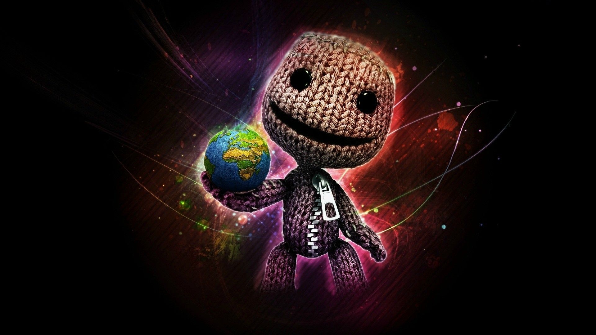 Sackboy con pianeta Terra, 1920x1080 Full HD, Desktop