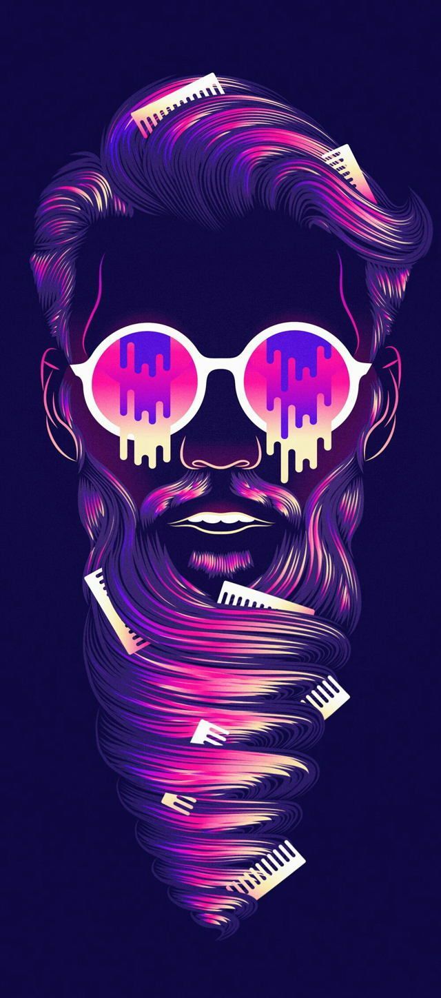 Uomo hipster occhiali psichedelici, 640x1448 Full HD Verticale, iPhone