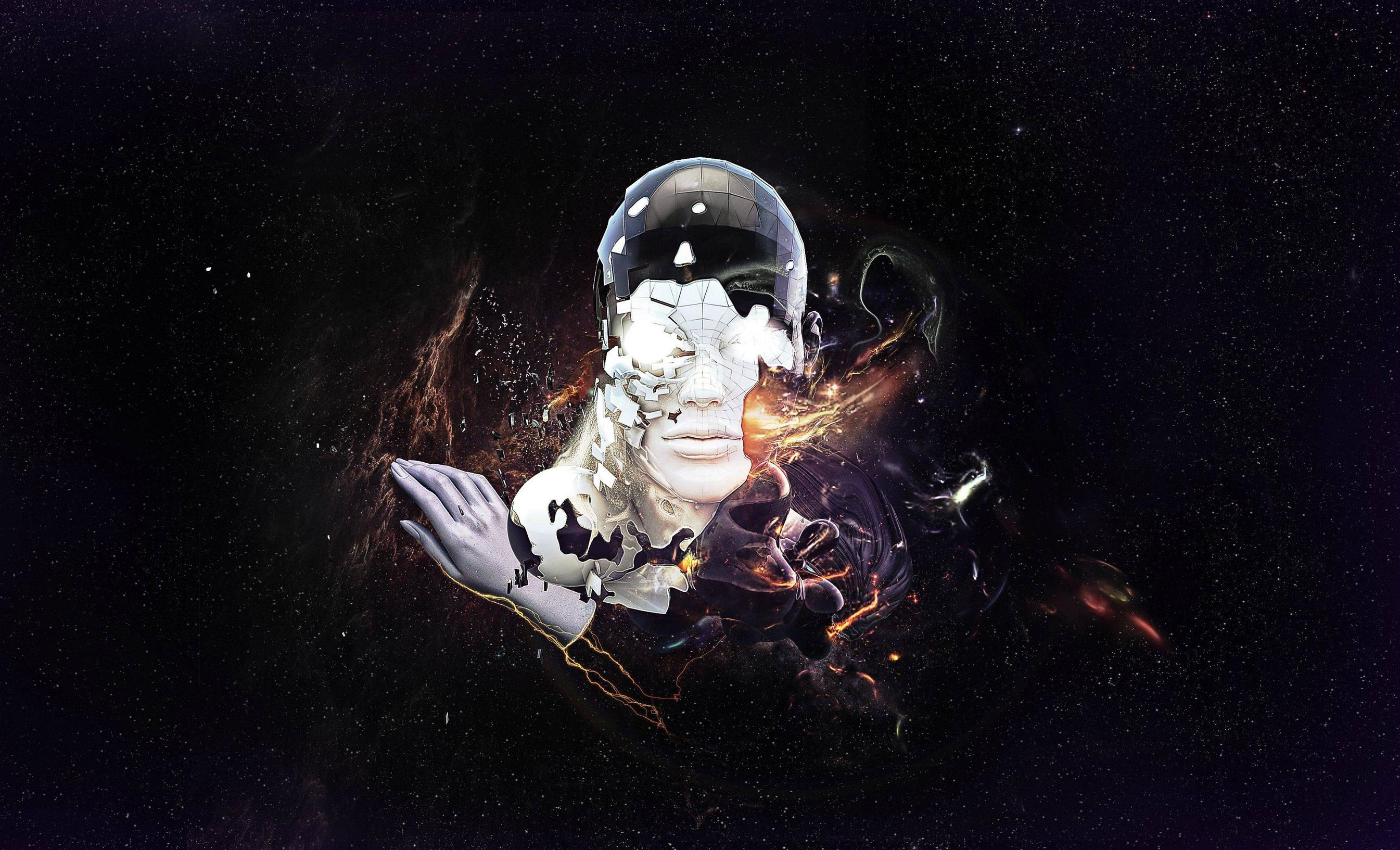 Astronauta frammentato spazio surreale, 2690x1633 WQXGA, Desktop