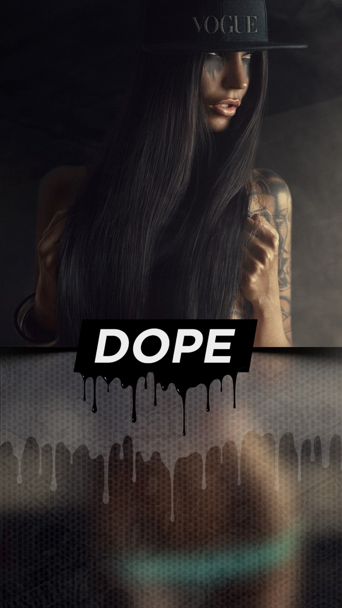 Donna tatuata scritta DOPE, 1152x2048 Full HD Verticale, iPhone Plus