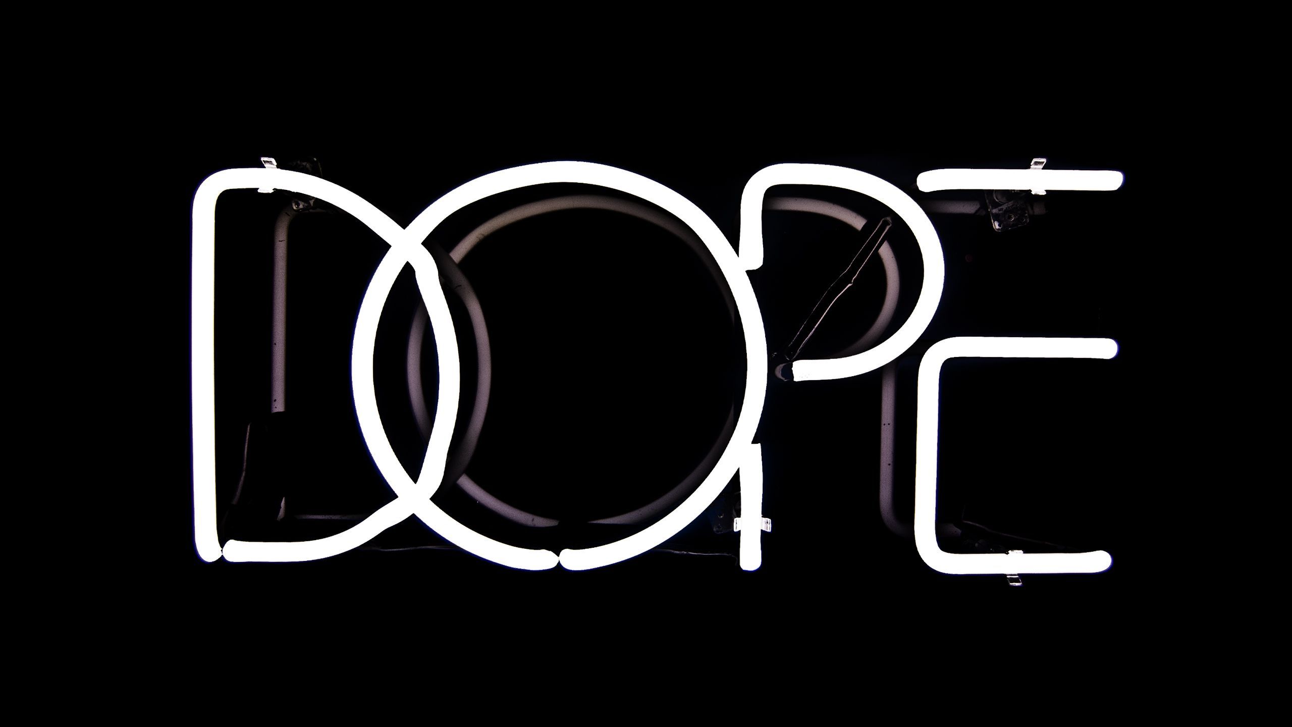 Scritta neon Dope bianca, 2560x1440 QHD, Monitor Gaming