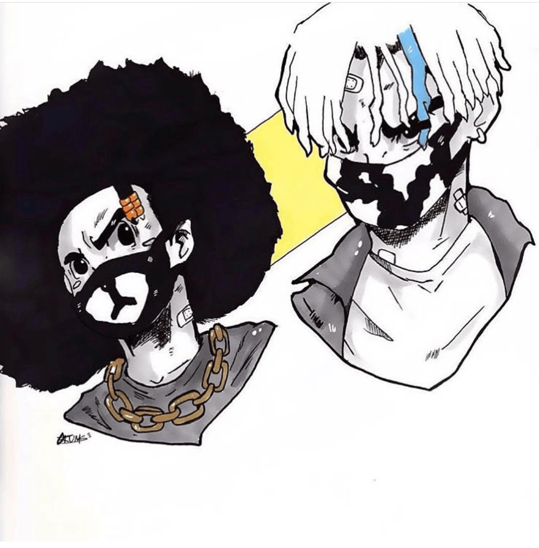Illustrazione rapper con maschere, 1080x1098 Verticale, iPhone