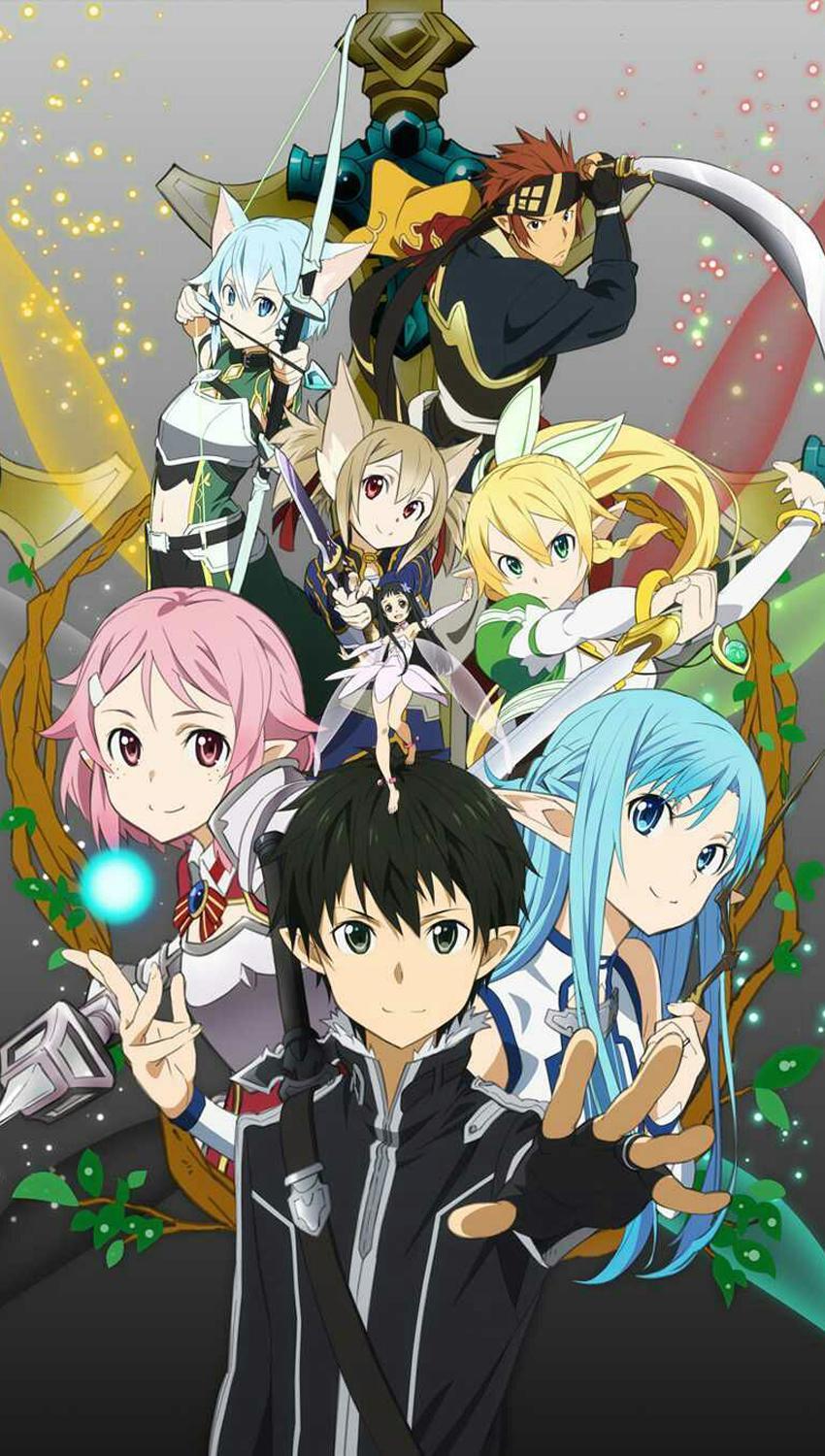 Personaggi Sword Art Online gruppo, MMORPG VR, 850x1500 Full HD Verticale, iPhone