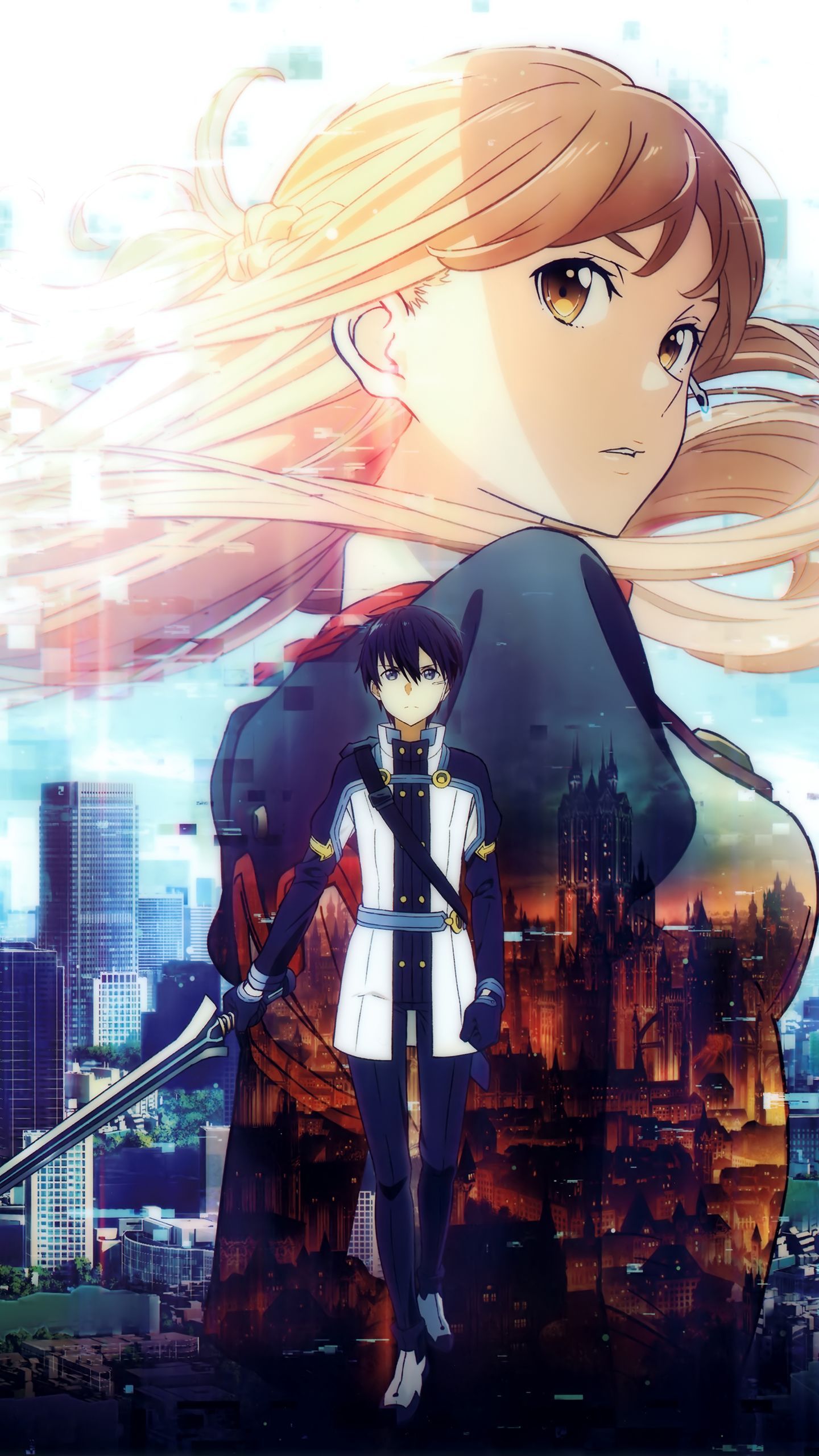 Kirito e Asuna, Sword Art Online, 1440x2560 Full HD Verticale, Smartphone