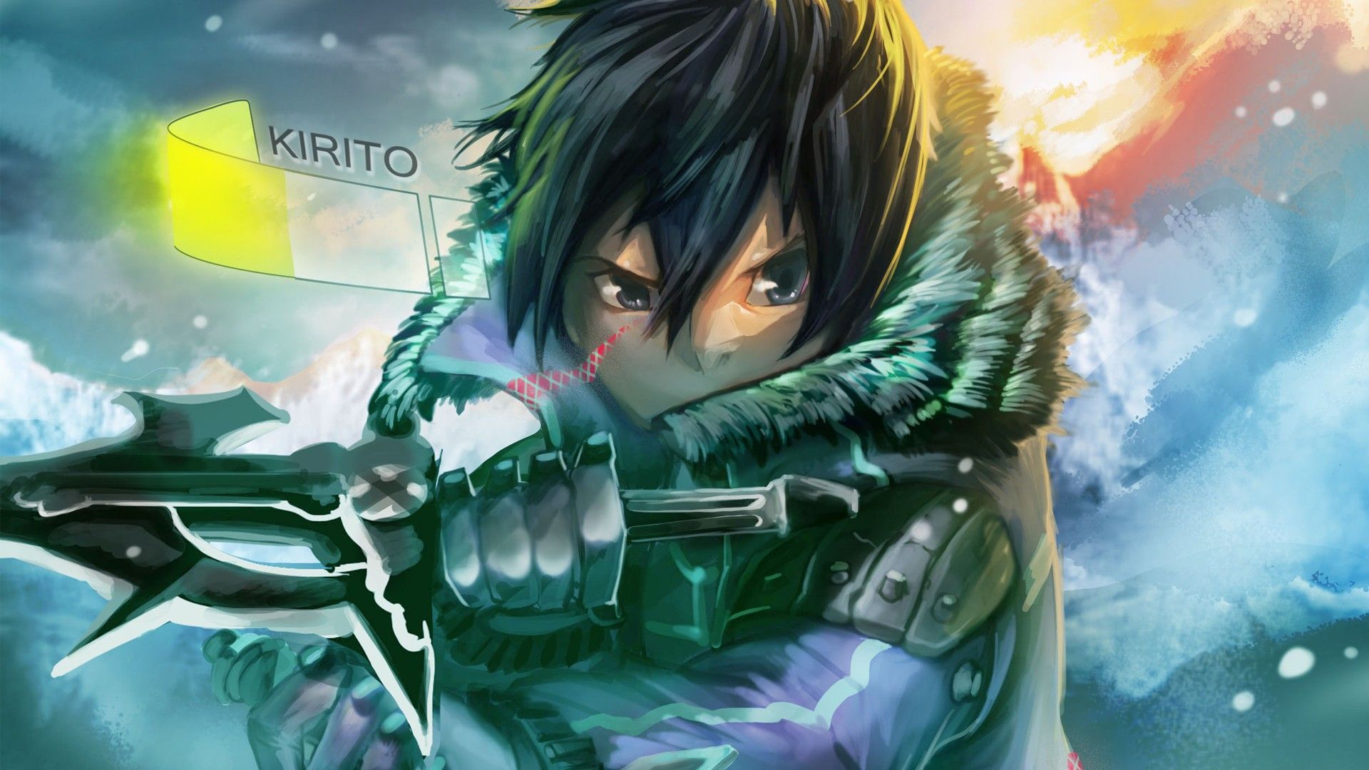 Kirito con spada, neve, 1920x1080 Full HD 1080p, PC Desktop