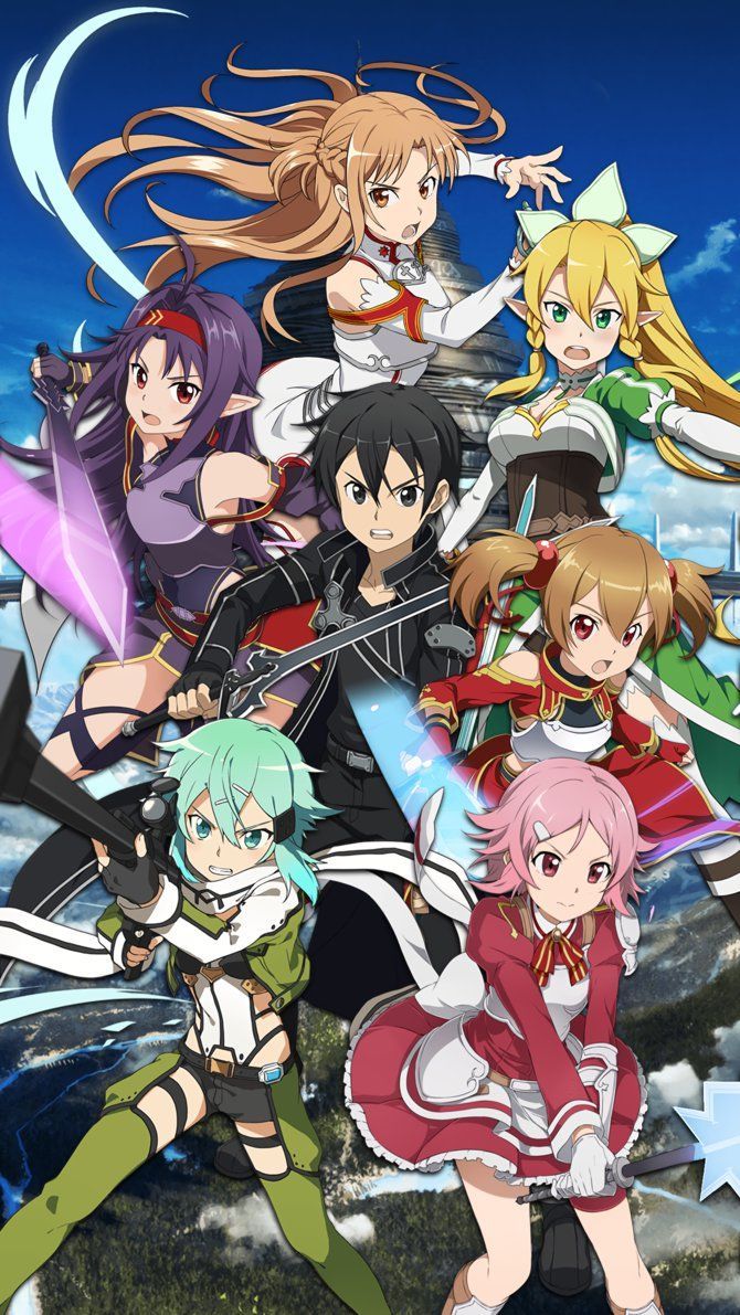 Sword Art Online personaggi gruppo, 670x1191 Full HD Verticale, iPhone