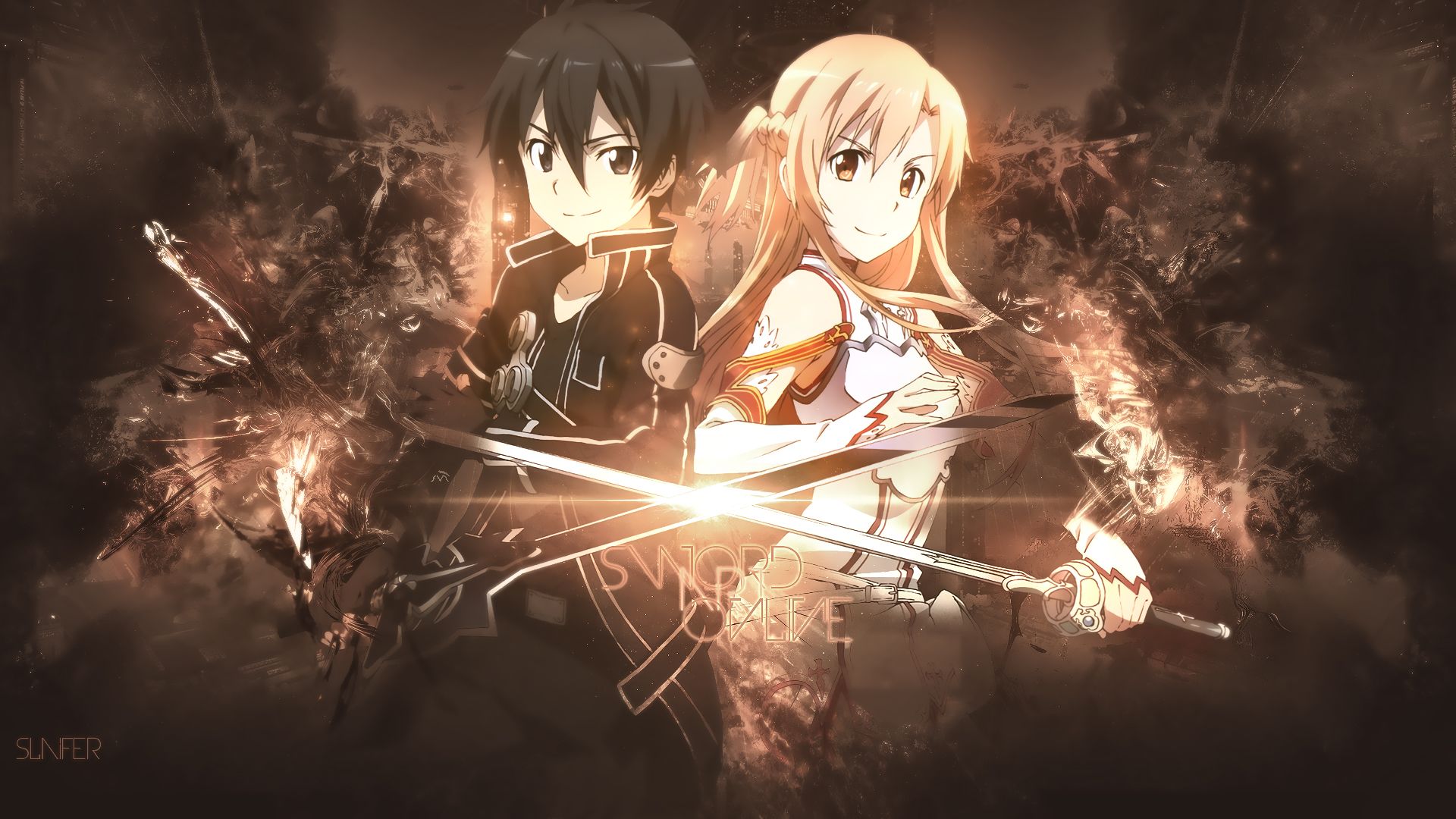 Kirito e Asuna, Sword Art Online, 1920x1080 Full HD, PC