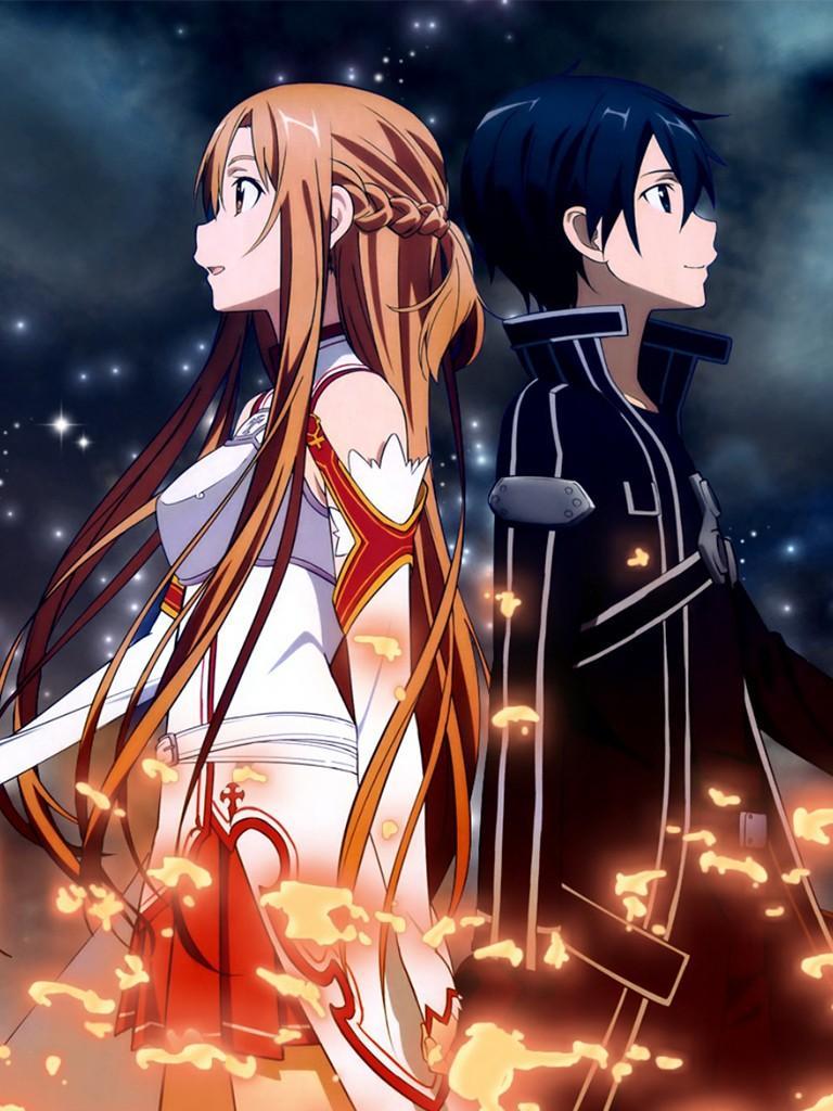 Kirito e Asuna, Sword Art Online, 768x1024 Full HD Verticale, iPhone