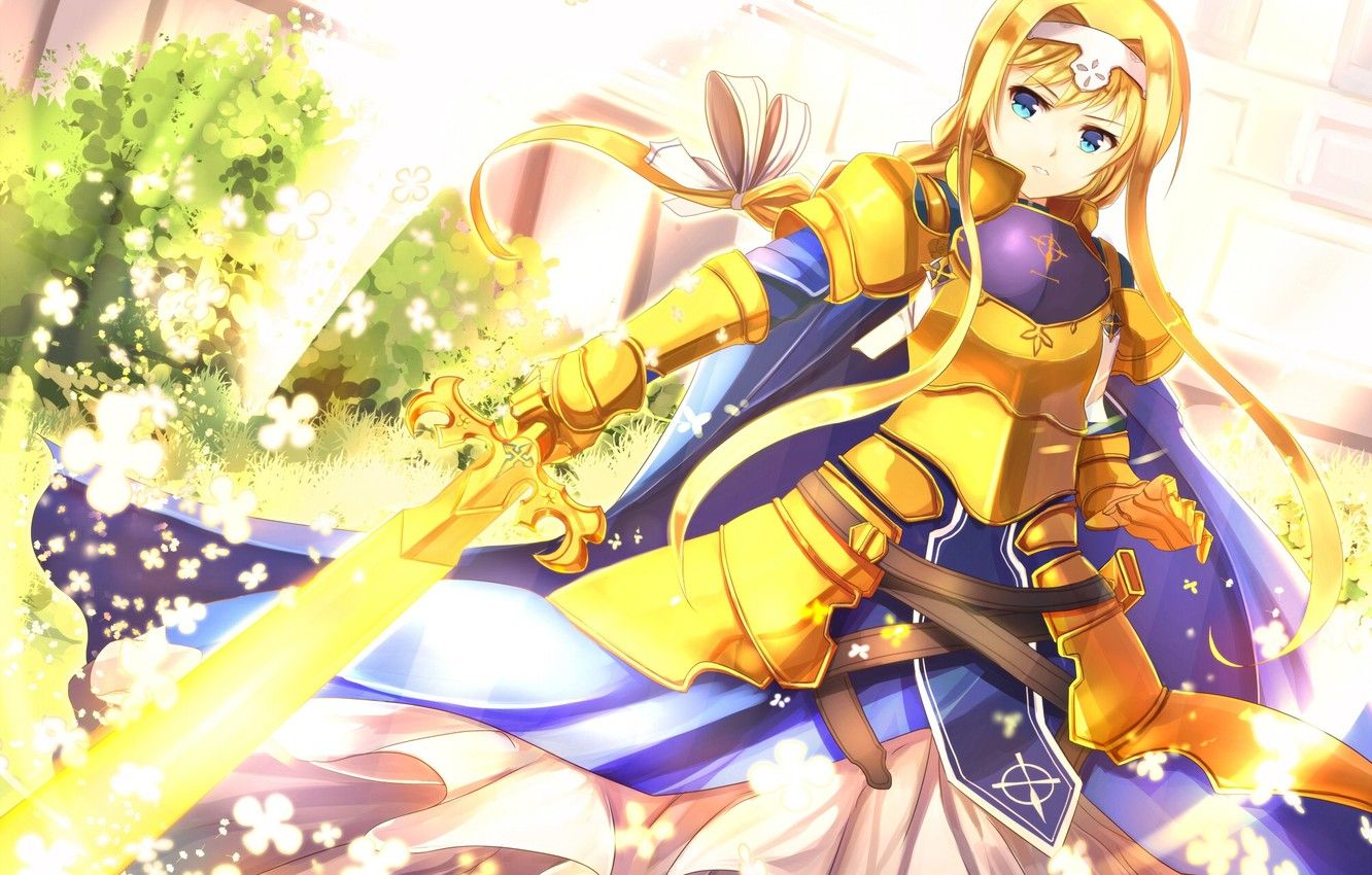 Alice Sword Art Online armatura dorata, 1332x850 720p, PC