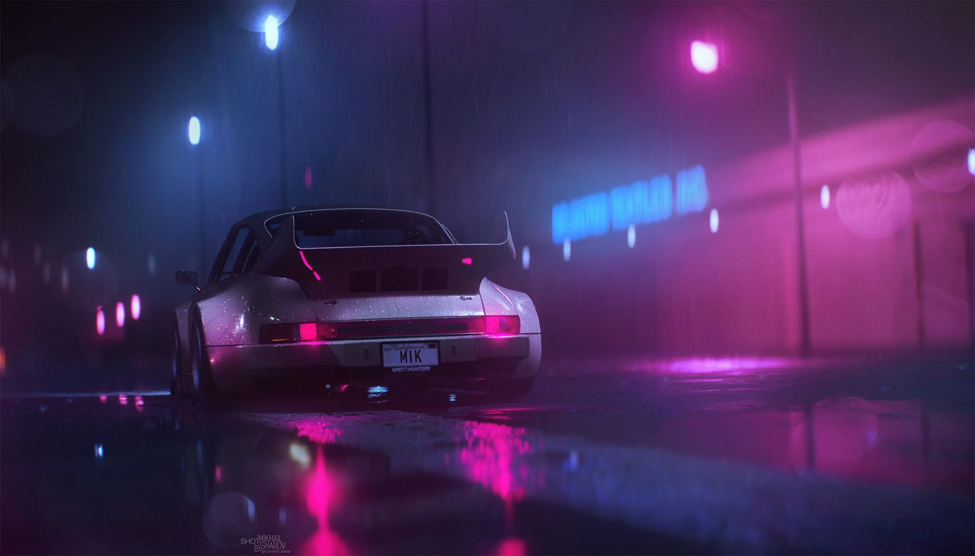 Auto sportiva bianca notturna neon, 1920x1095 Full HD 1080p, PC