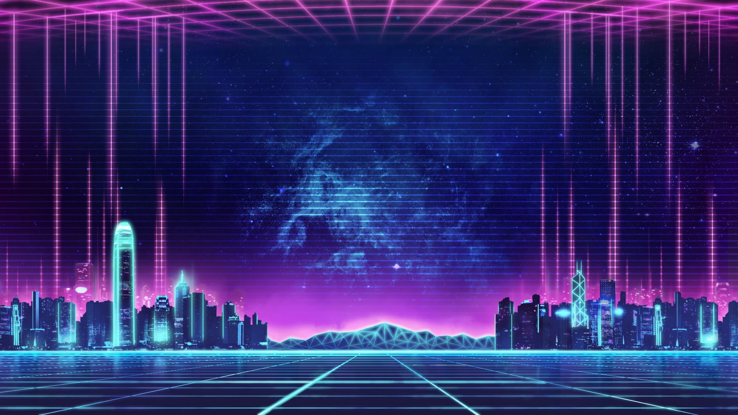 Città neon synthwave notturna, 2560x1440 1440p, Desktop