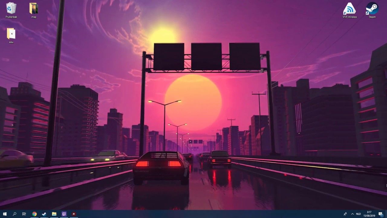 Autostrada retro sole synthwave, 1280x720 720p, Laptop
