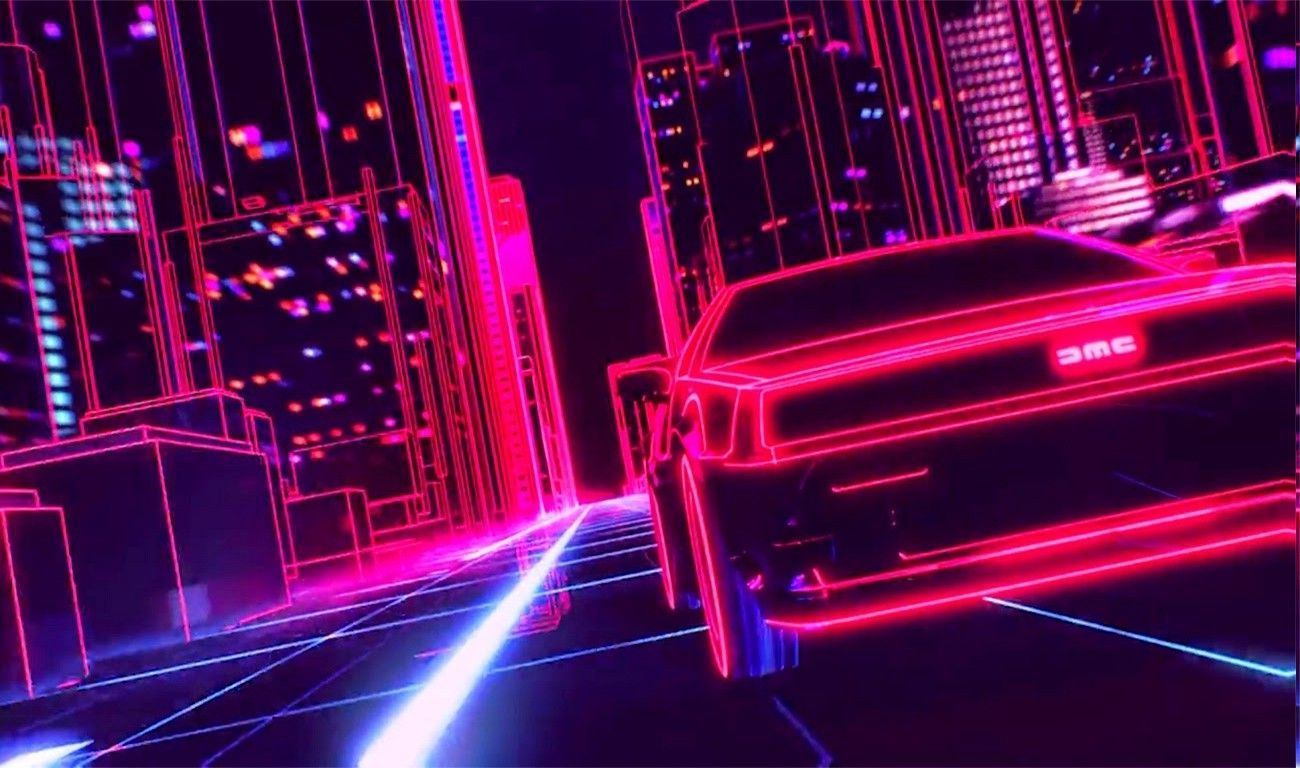 Auto neon città synthwave, 1300x768 720p, Laptop