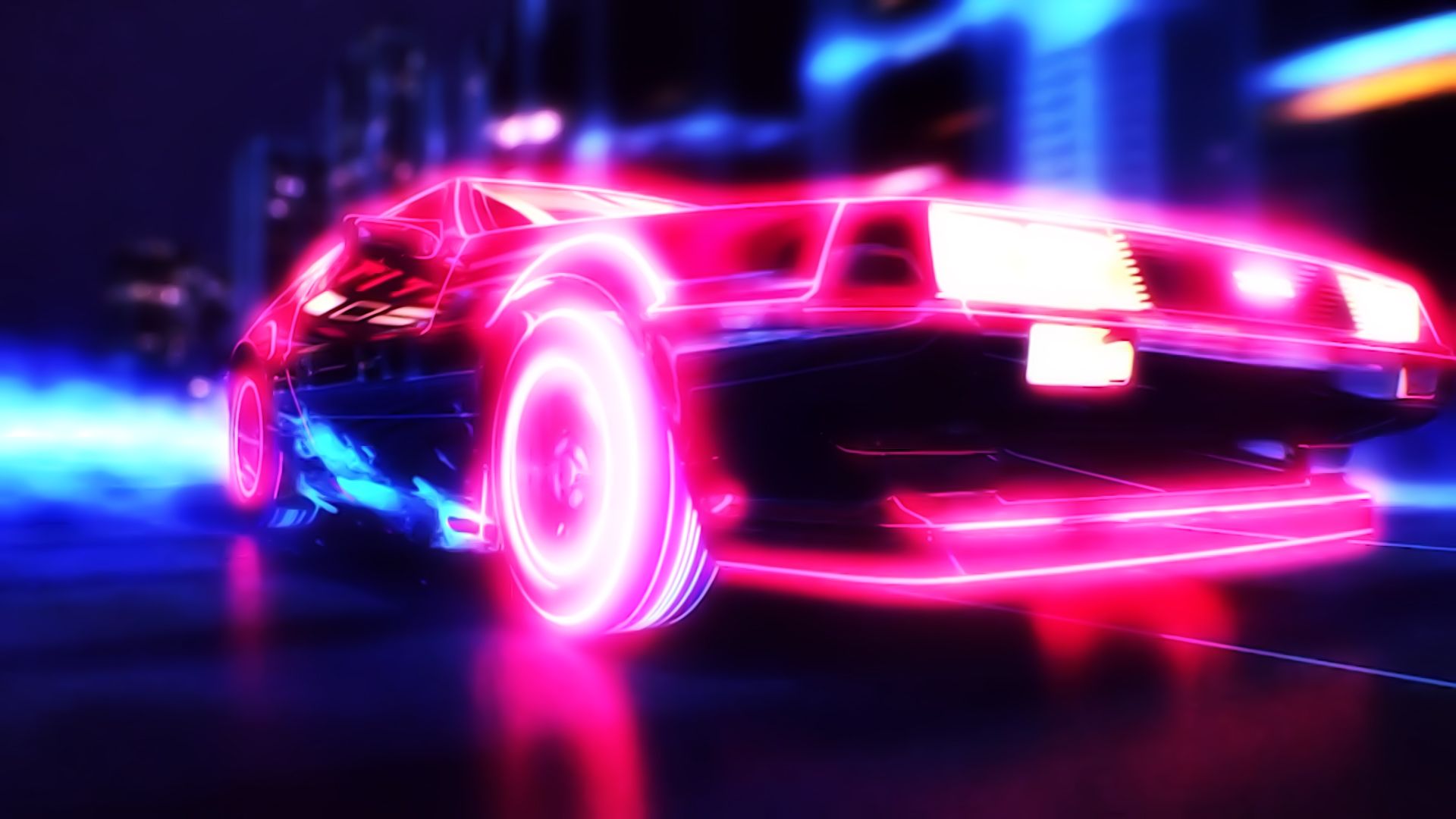 Auto neon rosa blu synthwave, 1920x1080 Full HD 1080p, Desktop