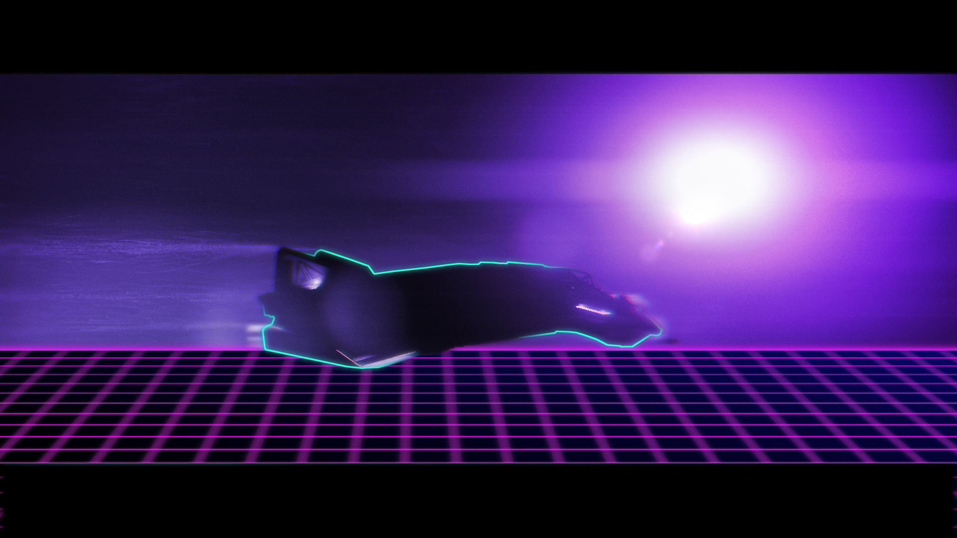 Astronave synthwave griglia viola, 1920x1080 1080p, PC Desktop