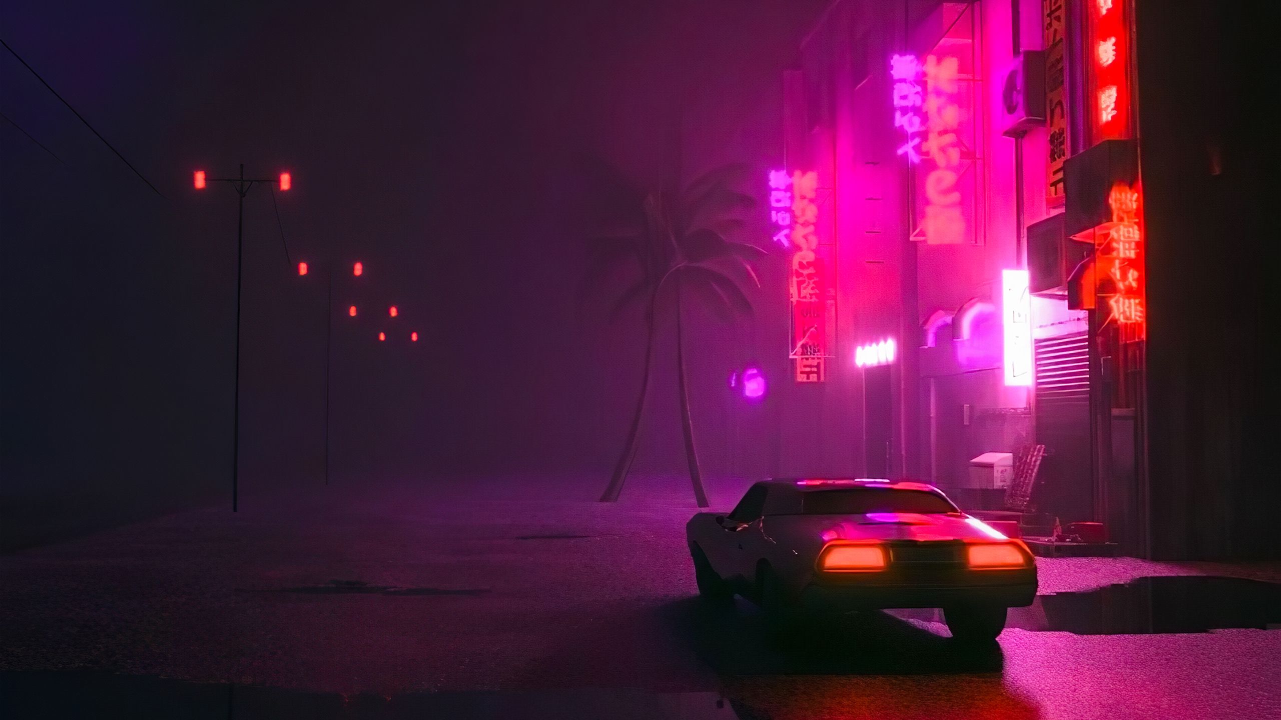 Auto e insegne neon notturne, 2560x1440 QHD, Laptop