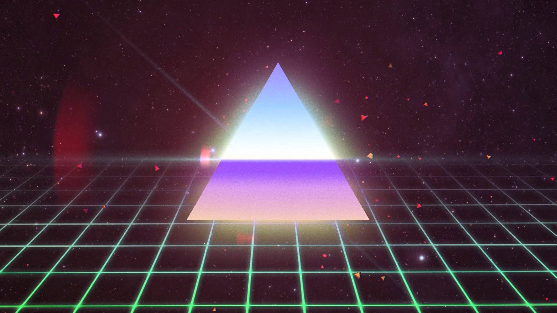 Piramide neon griglia synthwave, 1920x1080 Full HD, Desktop