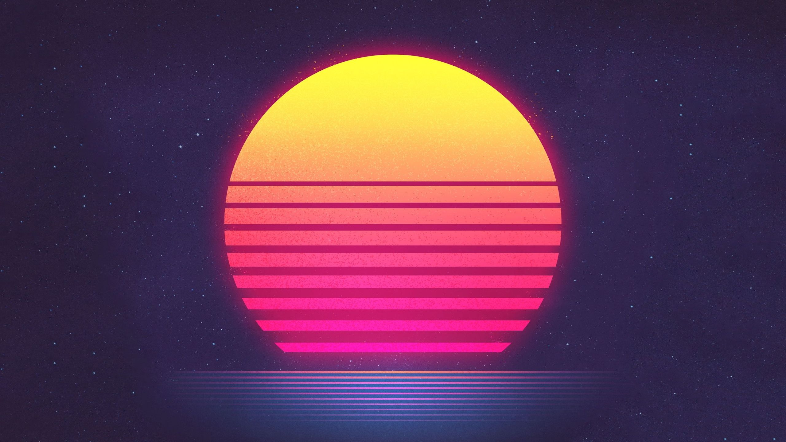 Sole retrowave griglia orizzonte, 2560x1440 1440p, Desktop