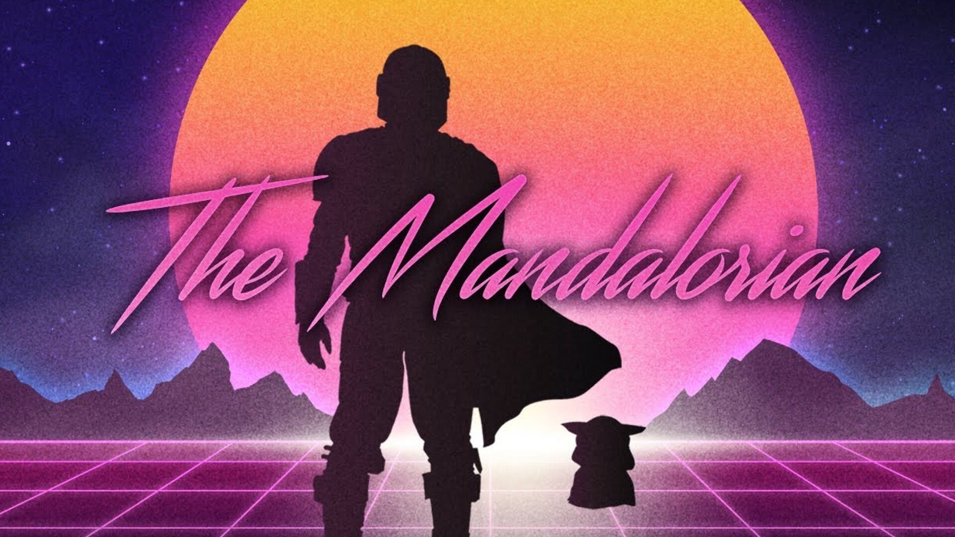 Mandalorian e Grogu synthwave, 1920x1080 1080p, PC
