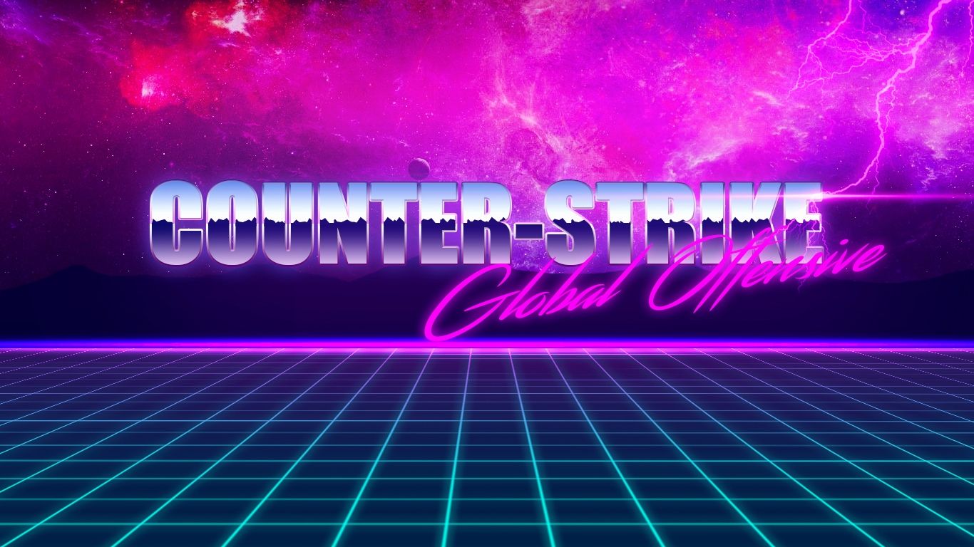 Counter-Strike logo synthwave neon, 1366x768 HD, Desktop
