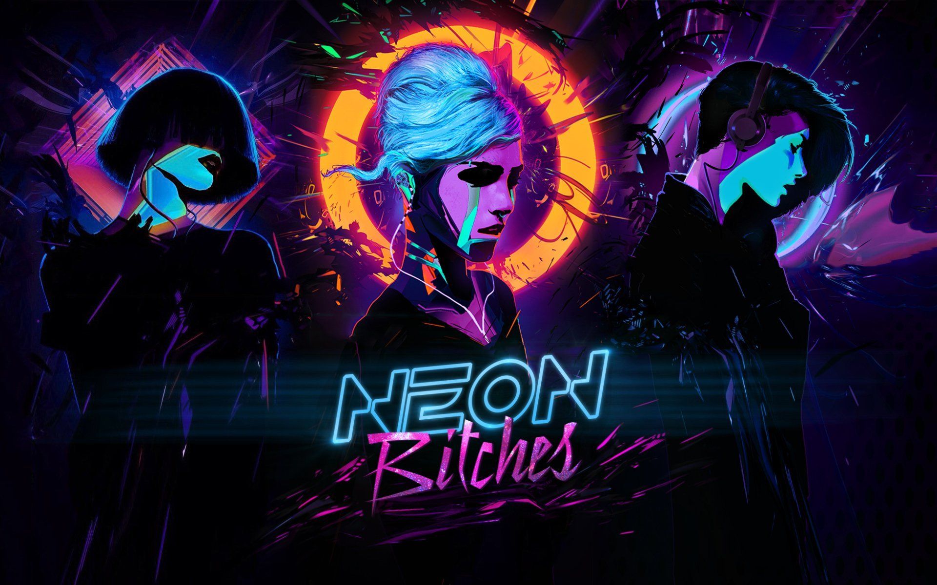 Ragazza neon synthwave cyberpunk, 1920x1200 Full HD+, Desktop