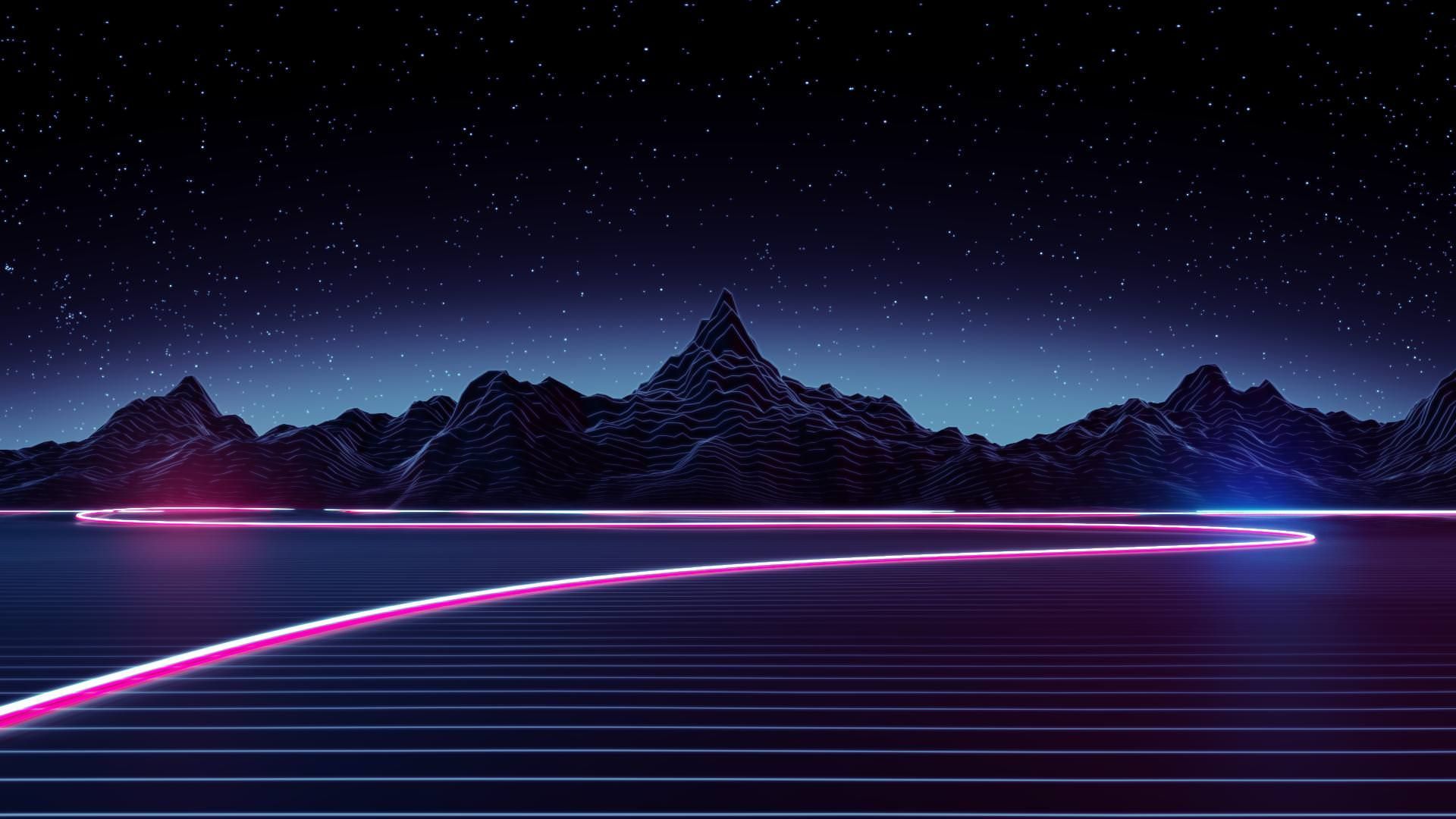 Strada neon montagne notte, 1920x1080 Full HD 1080p, Laptop