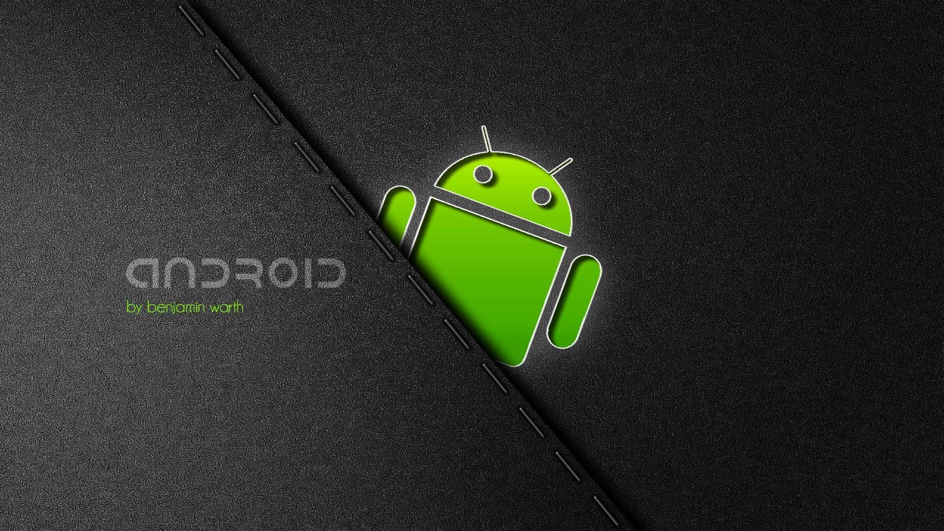 Logo Android verde su nero, 1920x1080 Full HD, Desktop