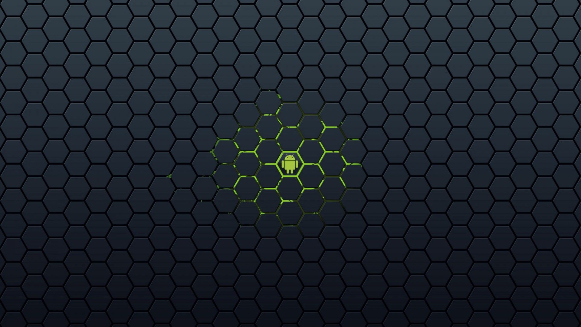 Logo Android esagoni scuri, 1920x1080 Full HD, PC Desktop