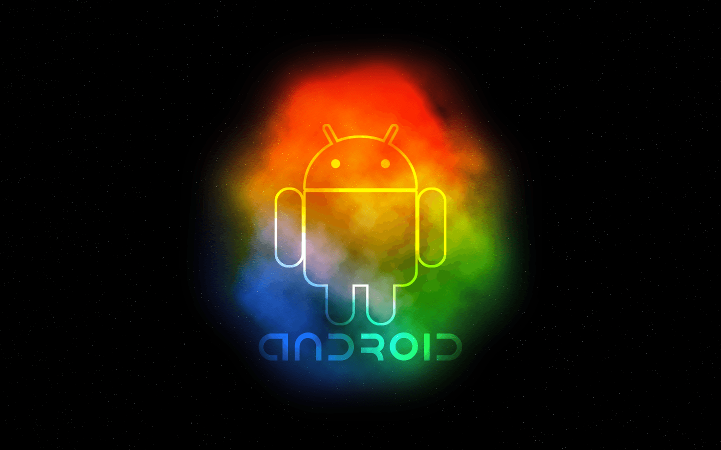 Logo Android colorato sfondo nero, 1440x900 HD, Desktop
