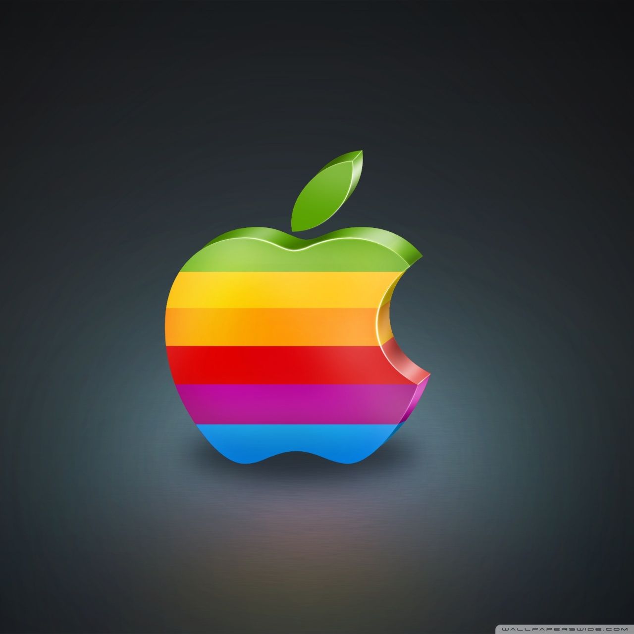 Logo Apple arcobaleno 3D, azienda tech, 1280x1280 HD, Desktop
