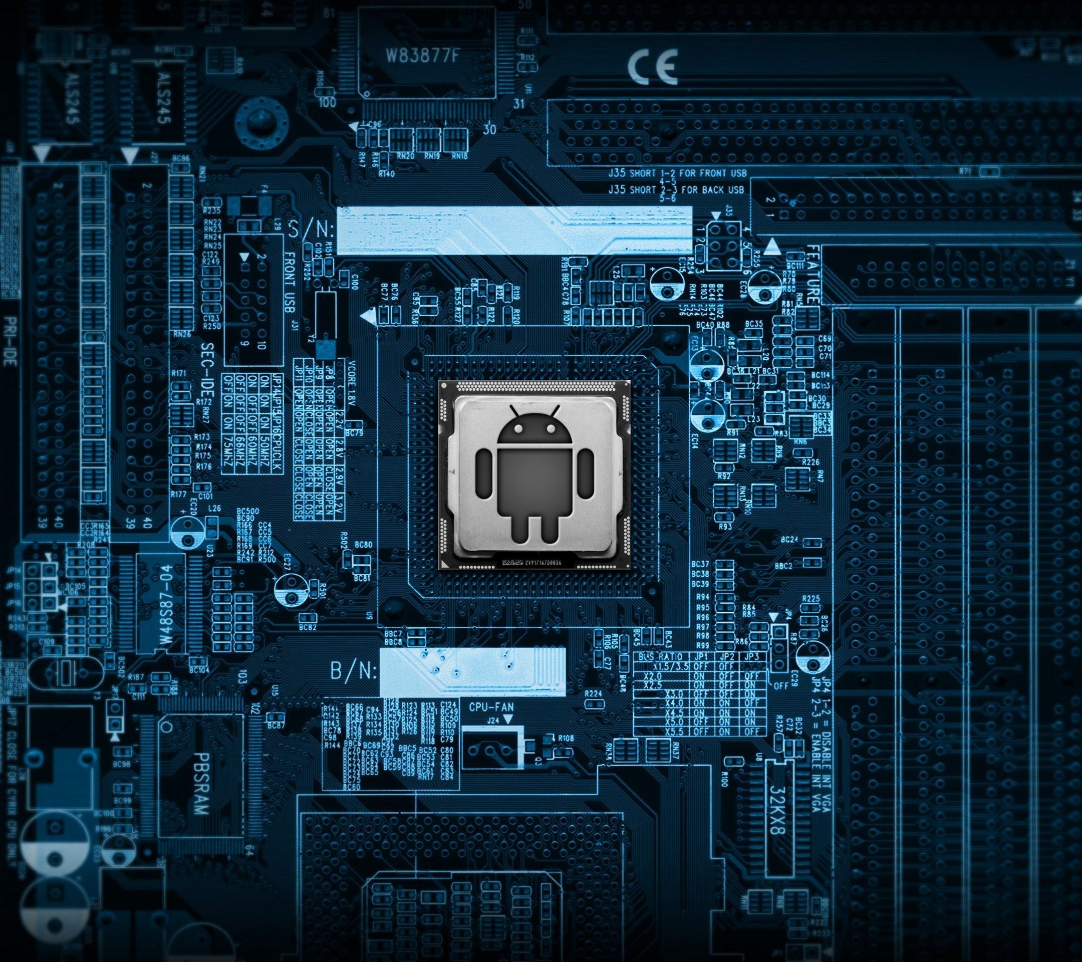 Circuito stampato con logo Android, 2160x1920 2K, Laptop