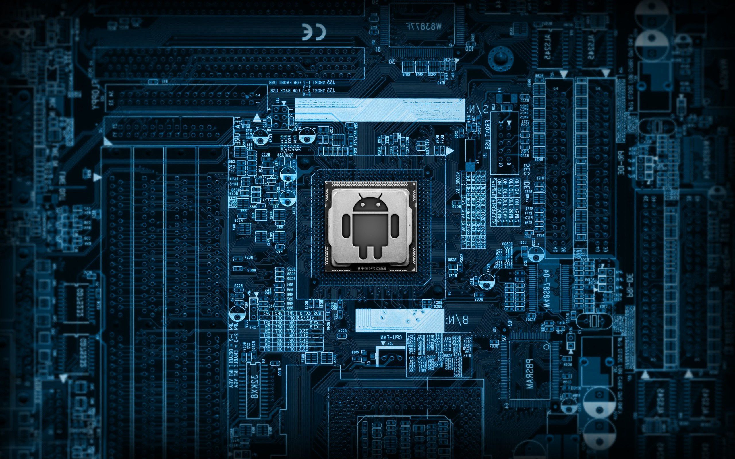 Logo Android su circuito, 2560x1600 2K+, Desktop