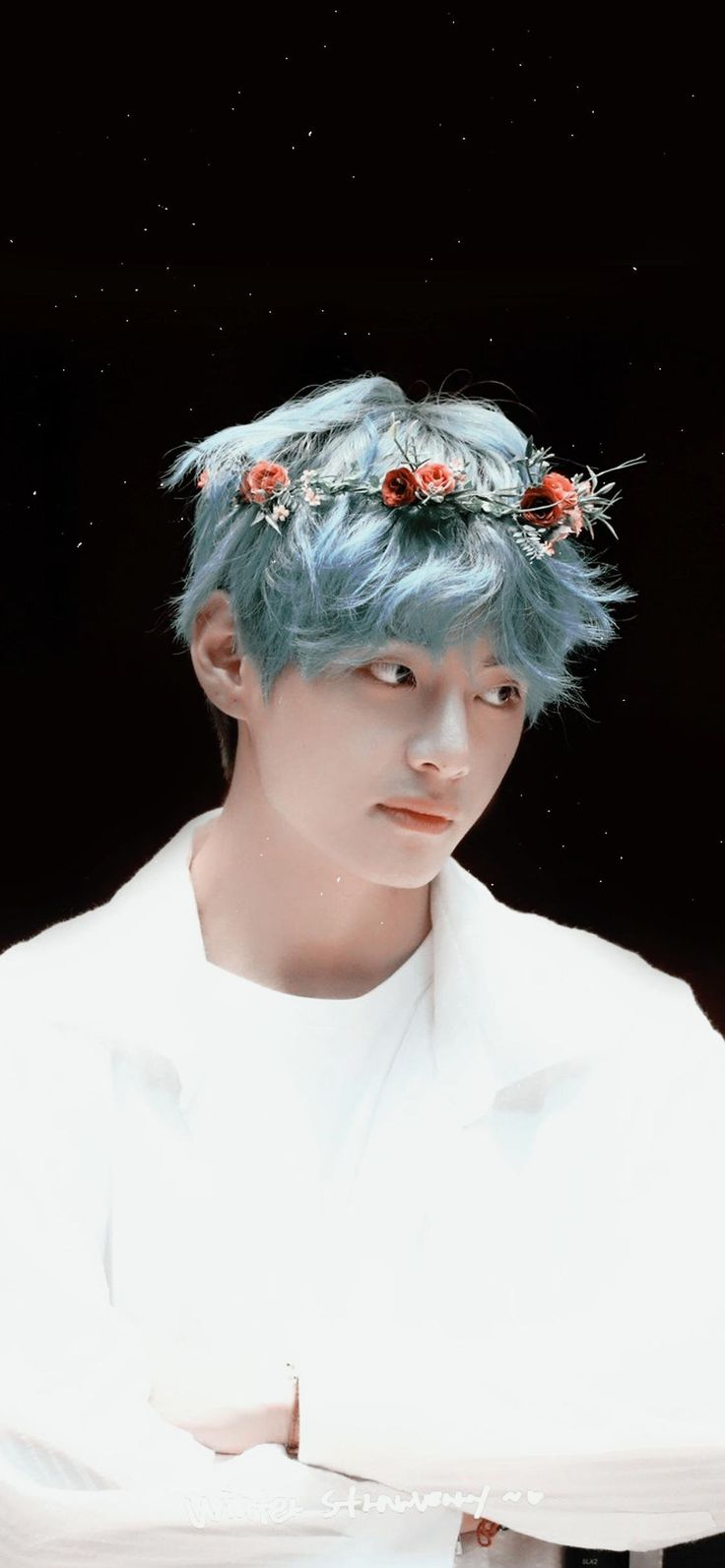 Taehyung BTS corona di fiori, 736x1593 Full HD Verticale, Smartphone