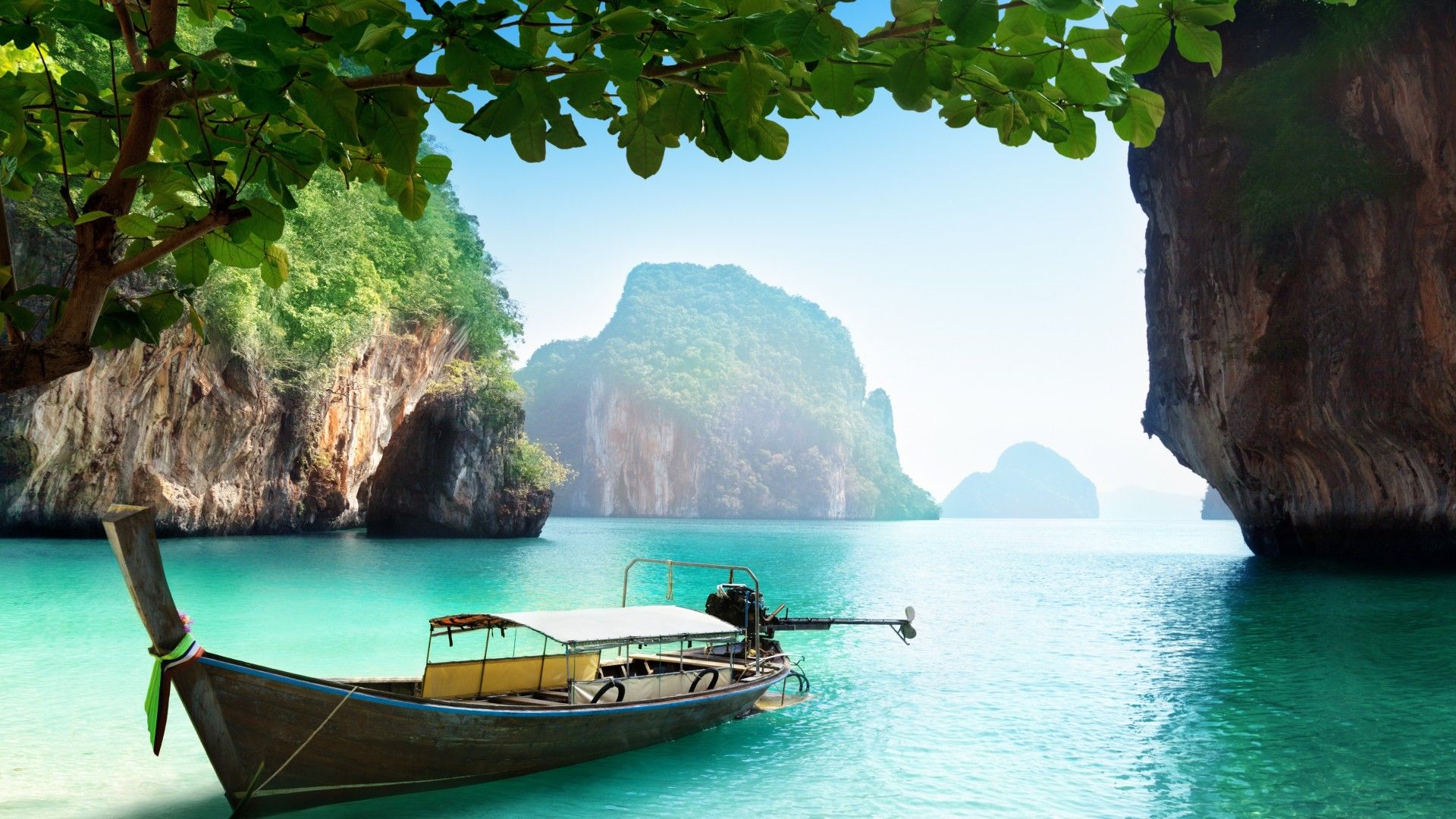 Barca thailandese in laguna, 1920x1080 Full HD 1080p, Monitor Gaming
