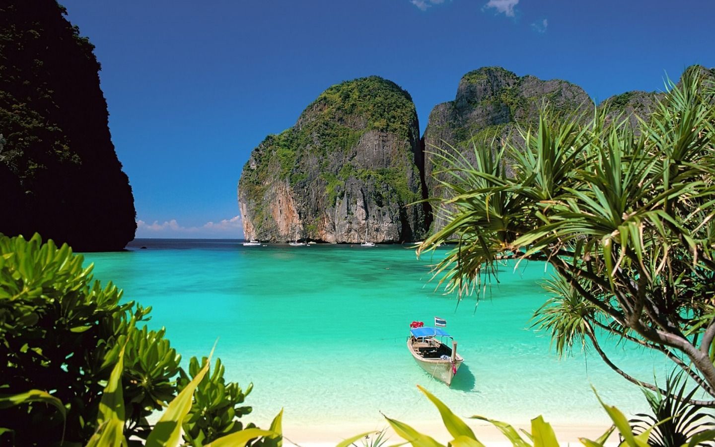 Baia tropicale Thailandia con barca, 1440x900 HD, PC Desktop