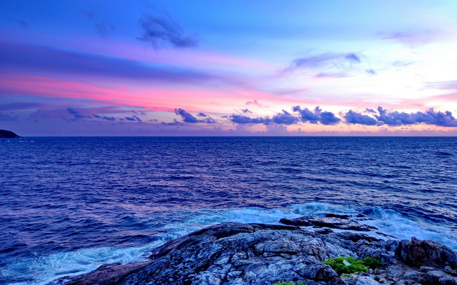 Oceano al tramonto, roccia costiera, 1920x1200 Full HD+, Desktop