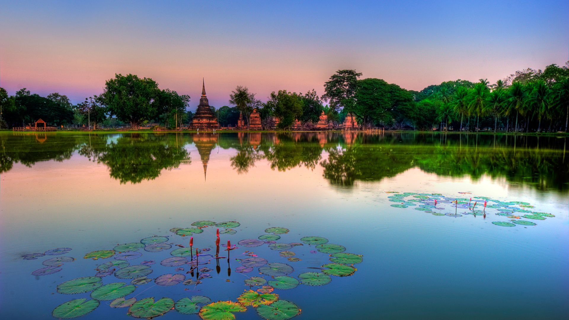 Tempio thailandese al tramonto, 1920x1080 Full HD, PC