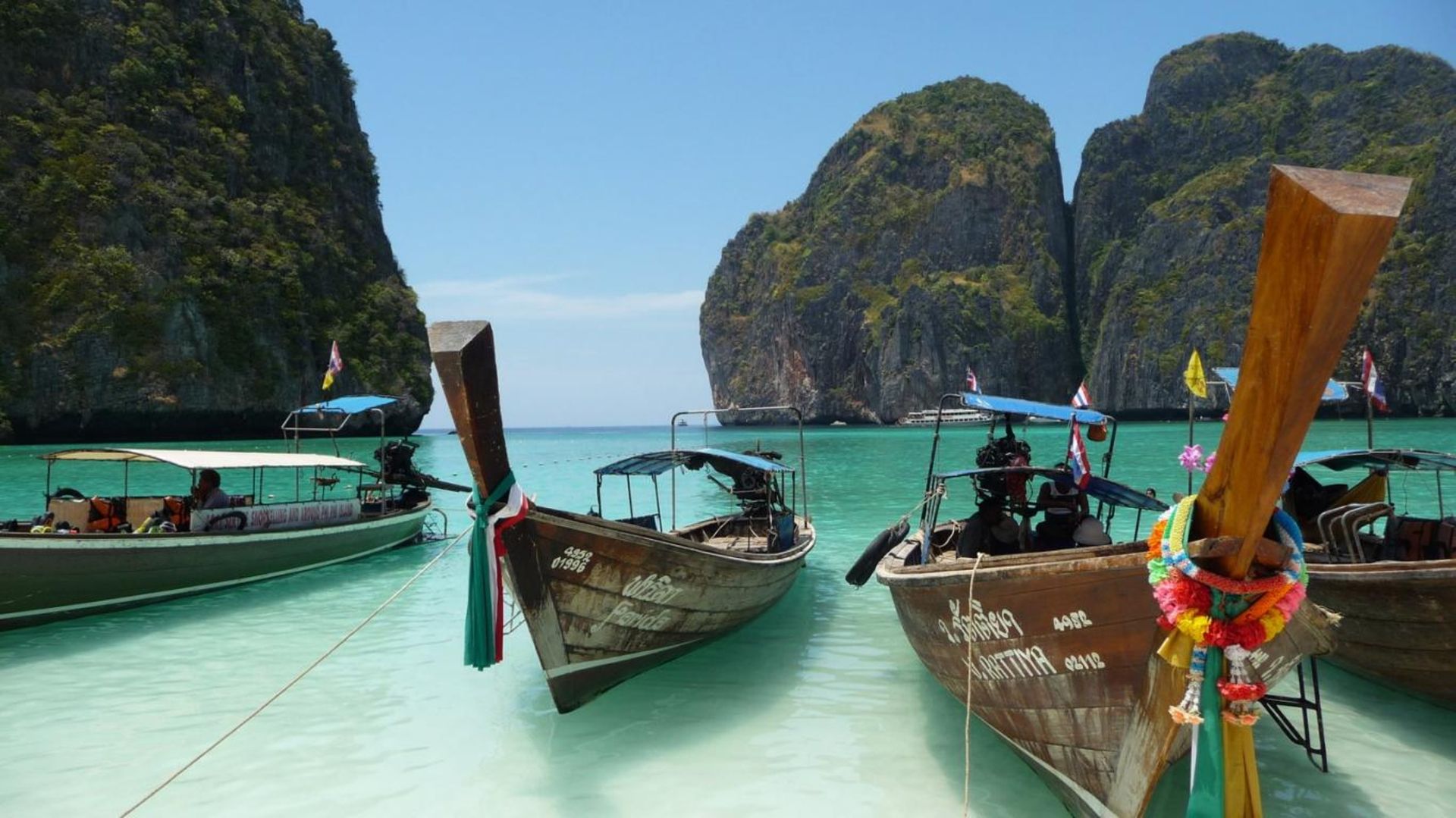 Barca legno spiaggia Thailandia, 1920x1080 Full HD 1080p, PC Desktop