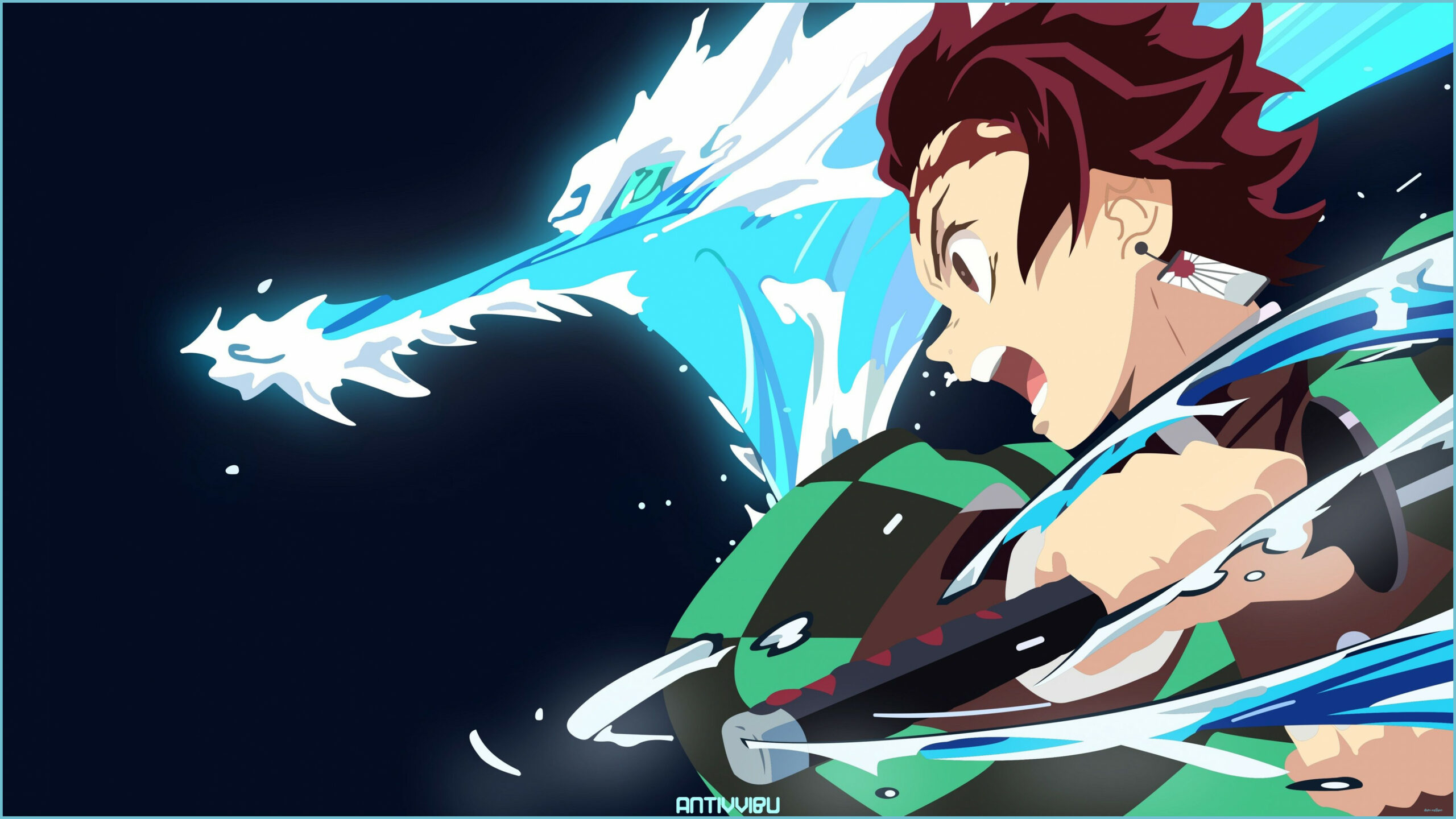 Tanjiro Kamado spada acqua, 2560x1440 QHD, Laptop