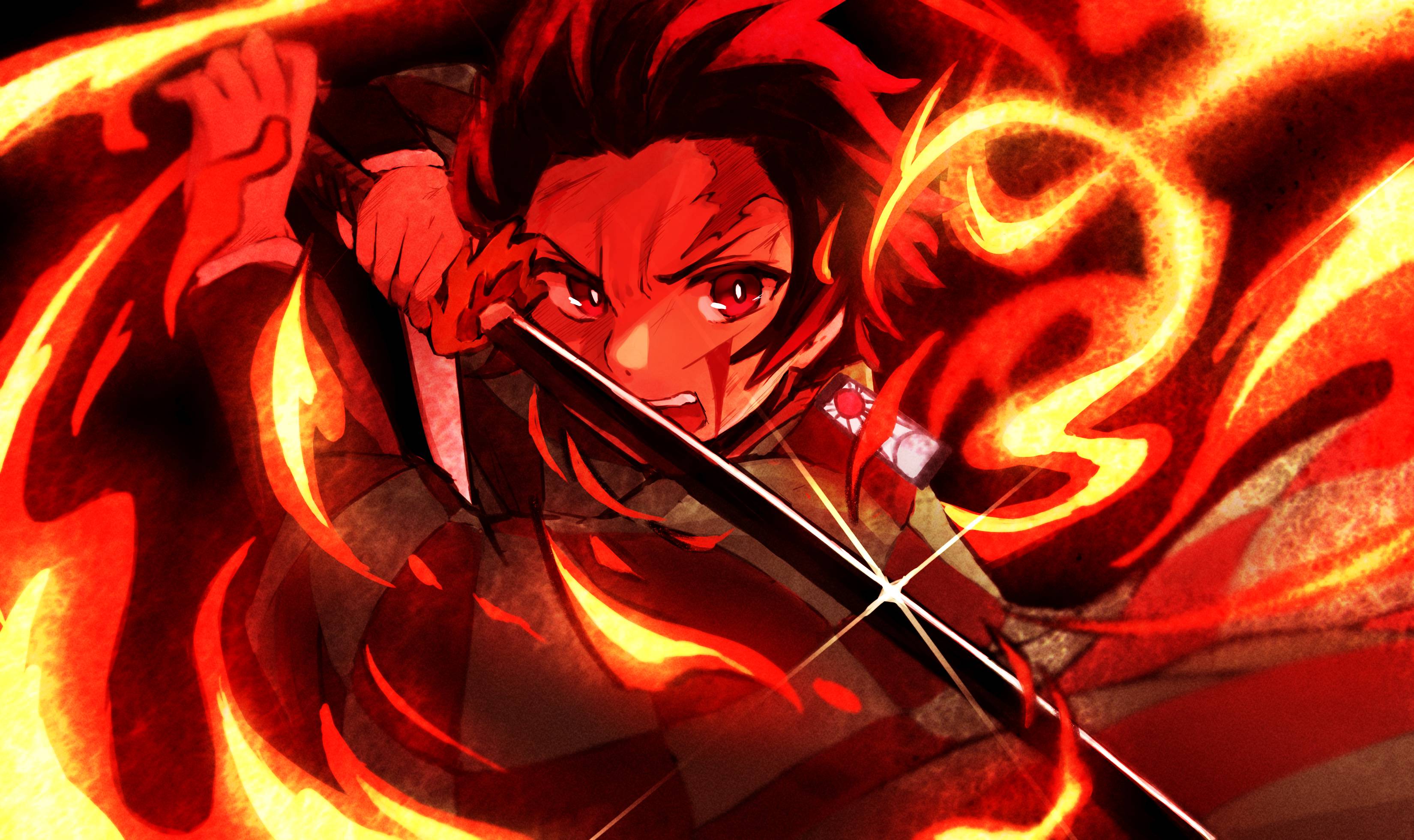 Tanjiro Kamado, Demon Slayer, 3300x1961 2K, Monitor Gaming