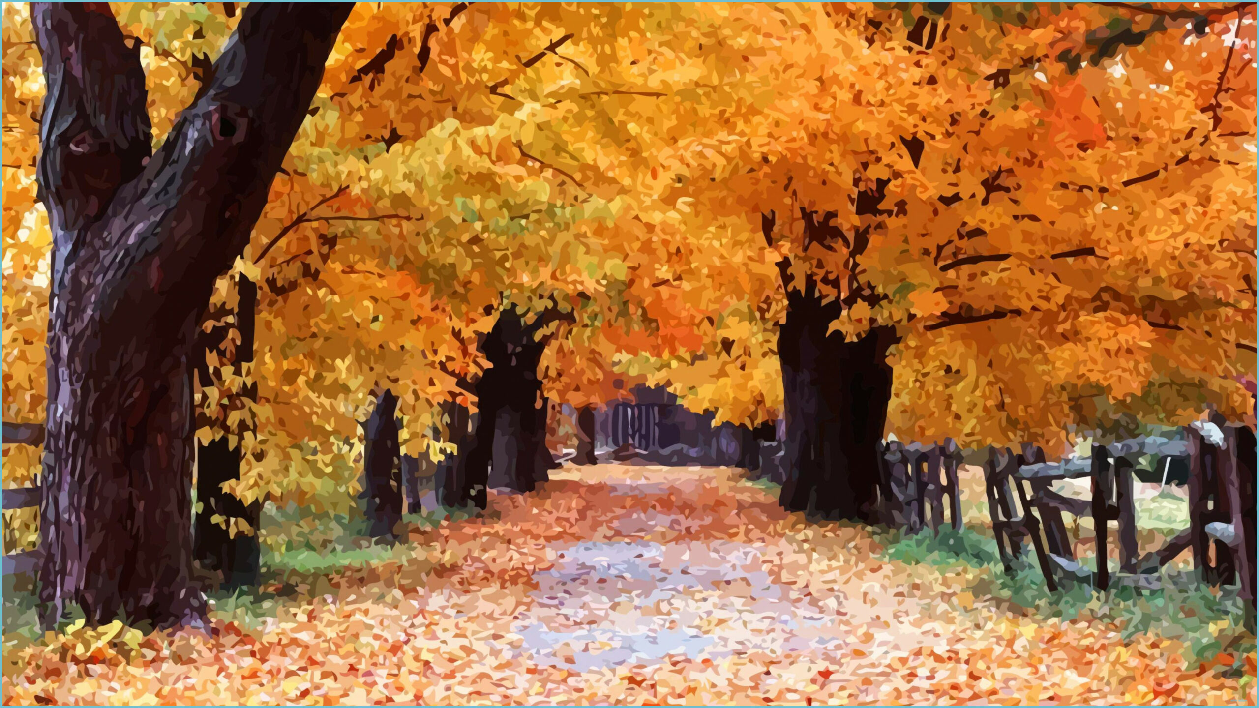 Sentiero autunnale tra alberi dorati, 1920x1080 Full HD 1080p, Desktop